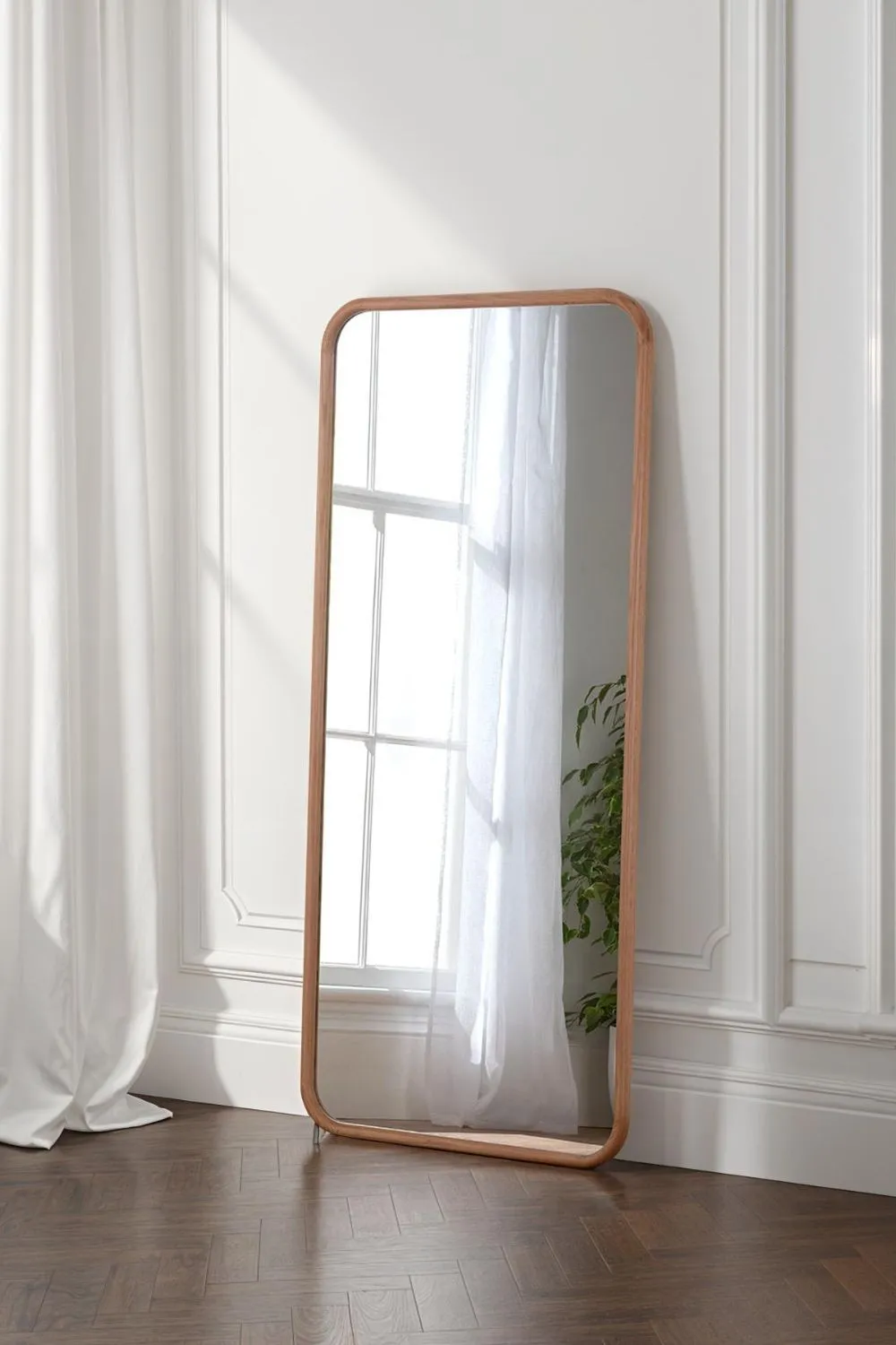 Yearn Mirrors Sherwood Oak Framed Curved Wall Mirror in Natural