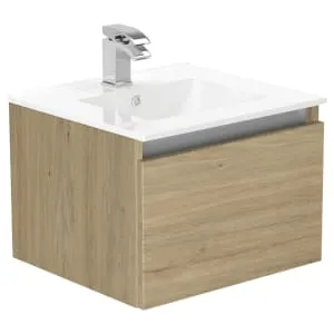Newland Natural Oak Basin Unit Single Drawer Suspended - 500mm
