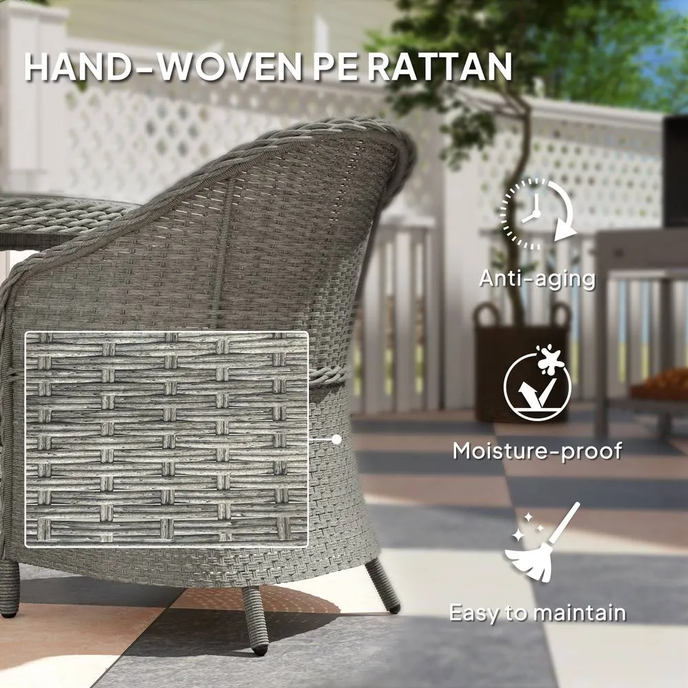 OUTSUNNY Rattan Dining Set for 4 with Cushions & Umbrella Hole, Grey 6