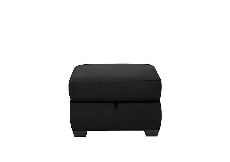 Optimus Leather Storage Footstool - Classic Black