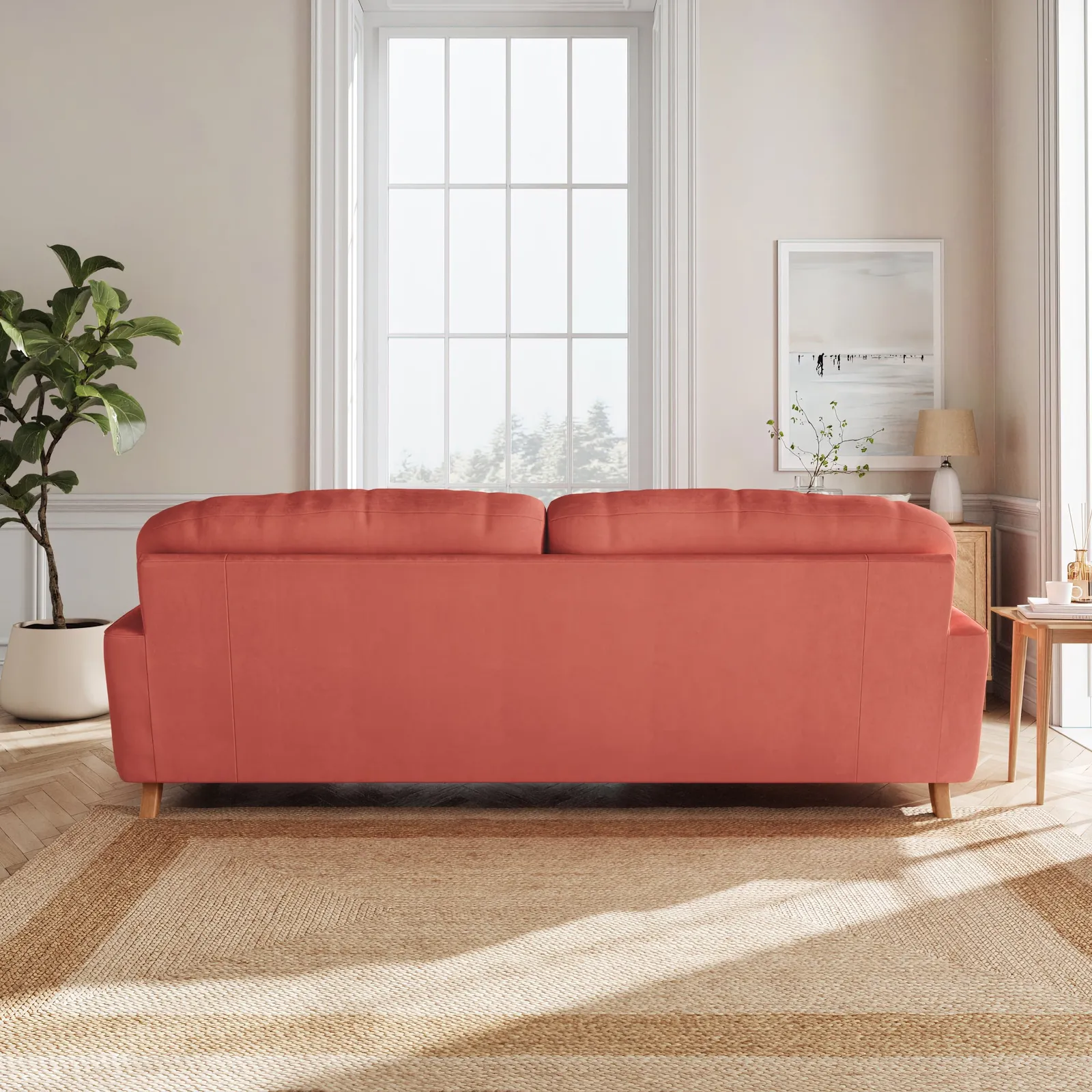 Martha Matte Plush Velvet 4 Seater Sofa 3