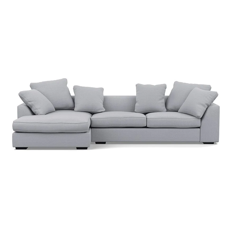 Heal's Cumulus Left Hand Facing Corner Sofa Brushed Cotton Pewter Black Feet