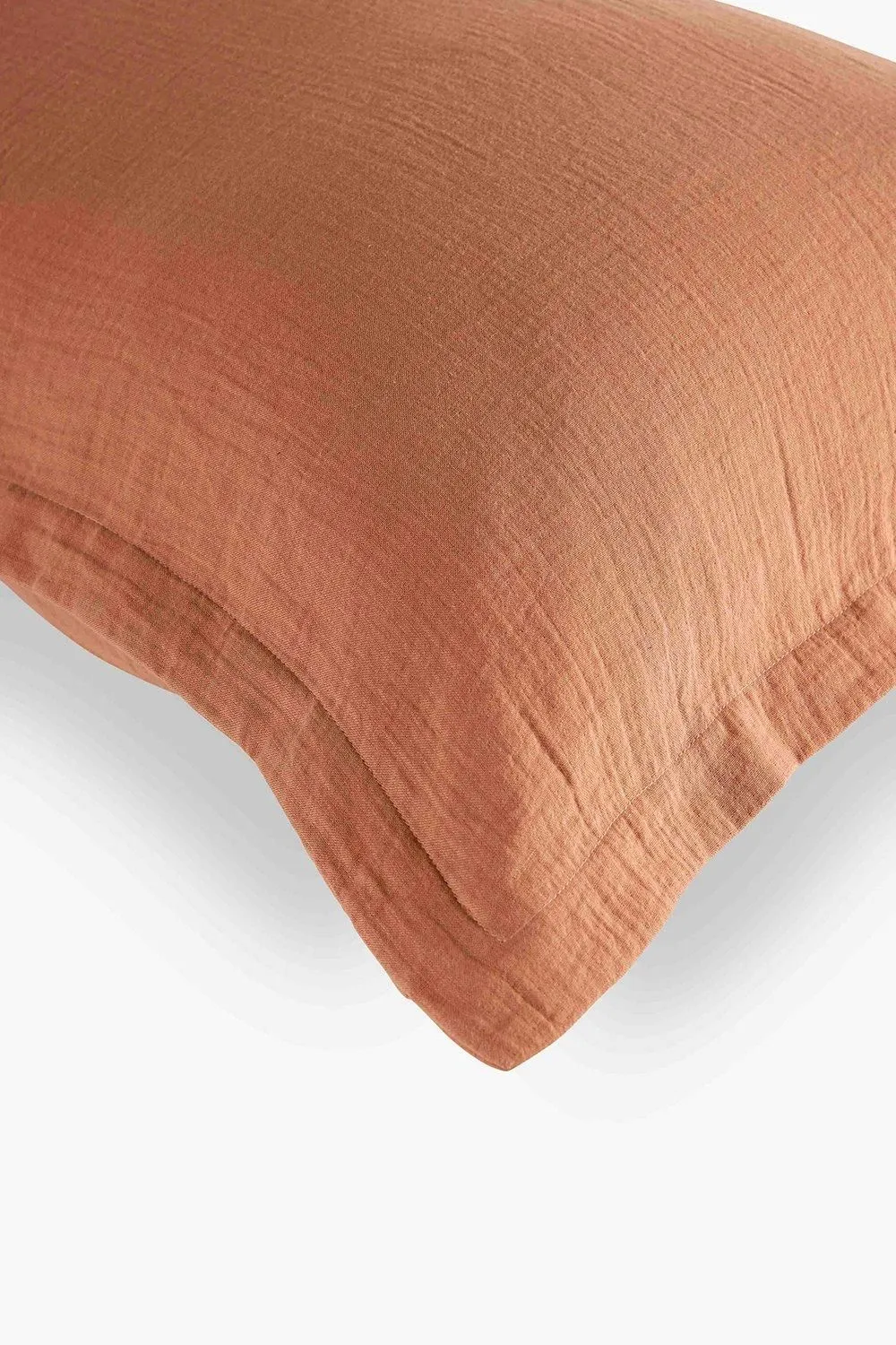 CHRISTY Double Layered Relaxed Retreat Luxury Cotton King Pillowcase Pair in Terracotta 3