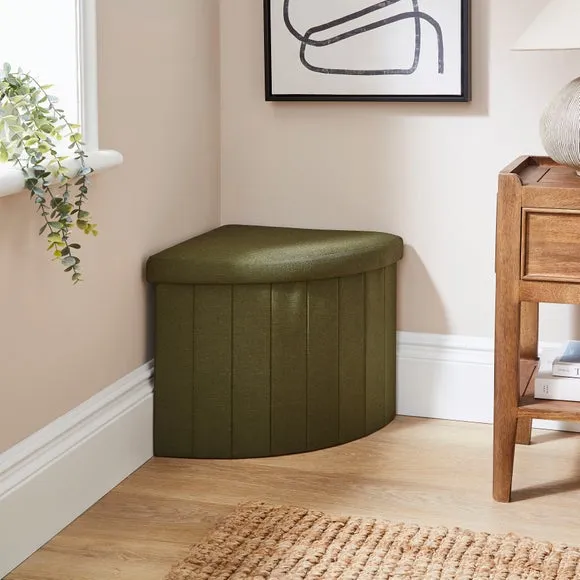 Faux Linen Corner Ottoman 1