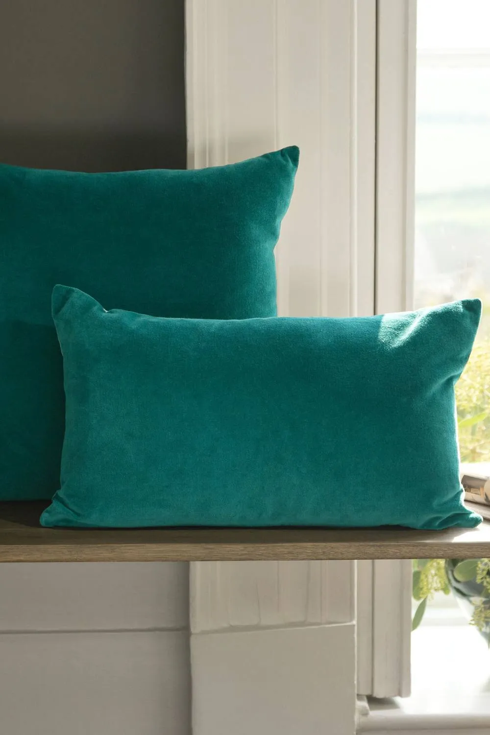 CHRISTY Luxury Filled Velvet 'Jaipur' Square Cushions in Blue 2
