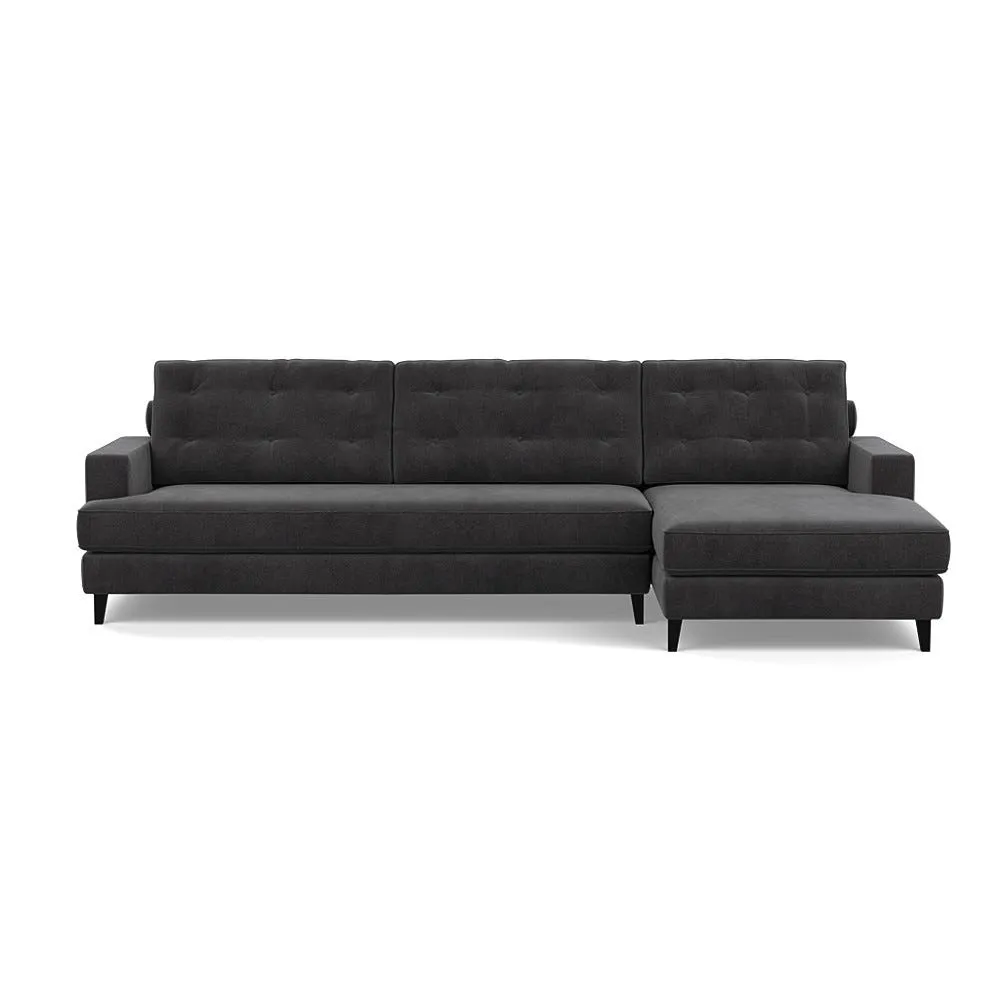 Heal's Mistral Right Hand Facing Corner Sofa Smart Luxe Velvet Nickel Black 1