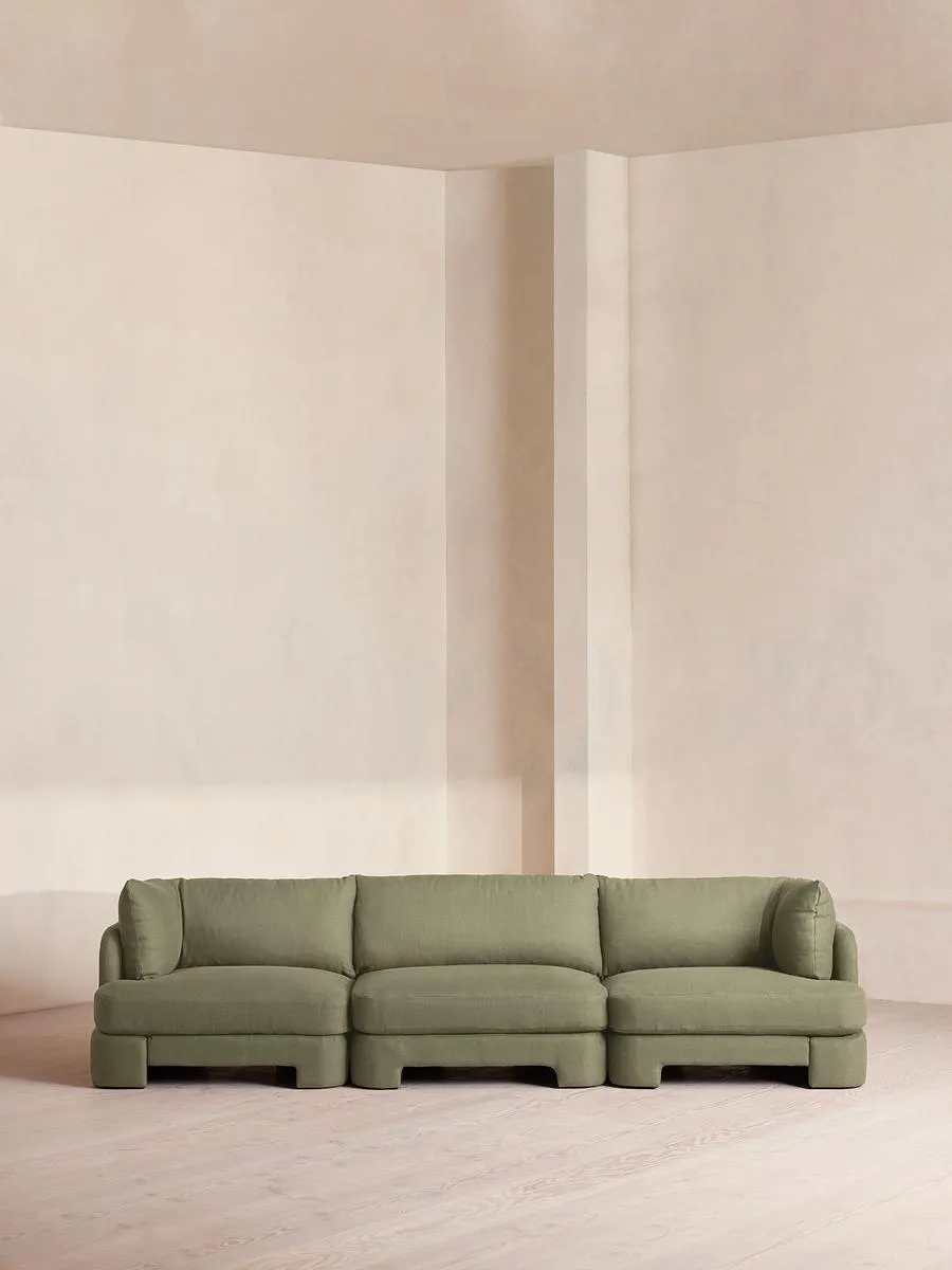 Odell Modular Sofa, Four Seater, Linen, Sage