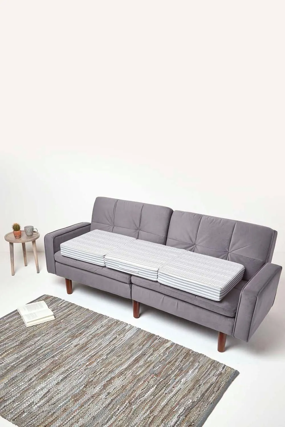 Homescapes Cotton Orthopaedic Foam 3 Seater Booster Cushion in Grey 5