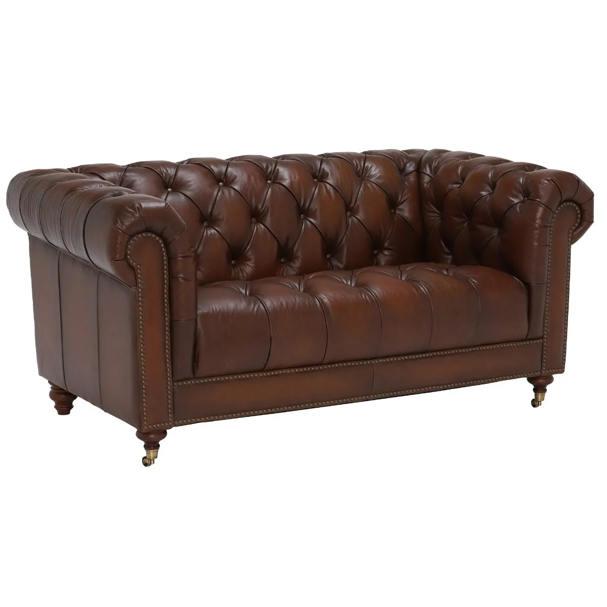 Ullswater 2 Seater Leather Chesterfield Sofa, Brown | Barker & Stonehouse 3