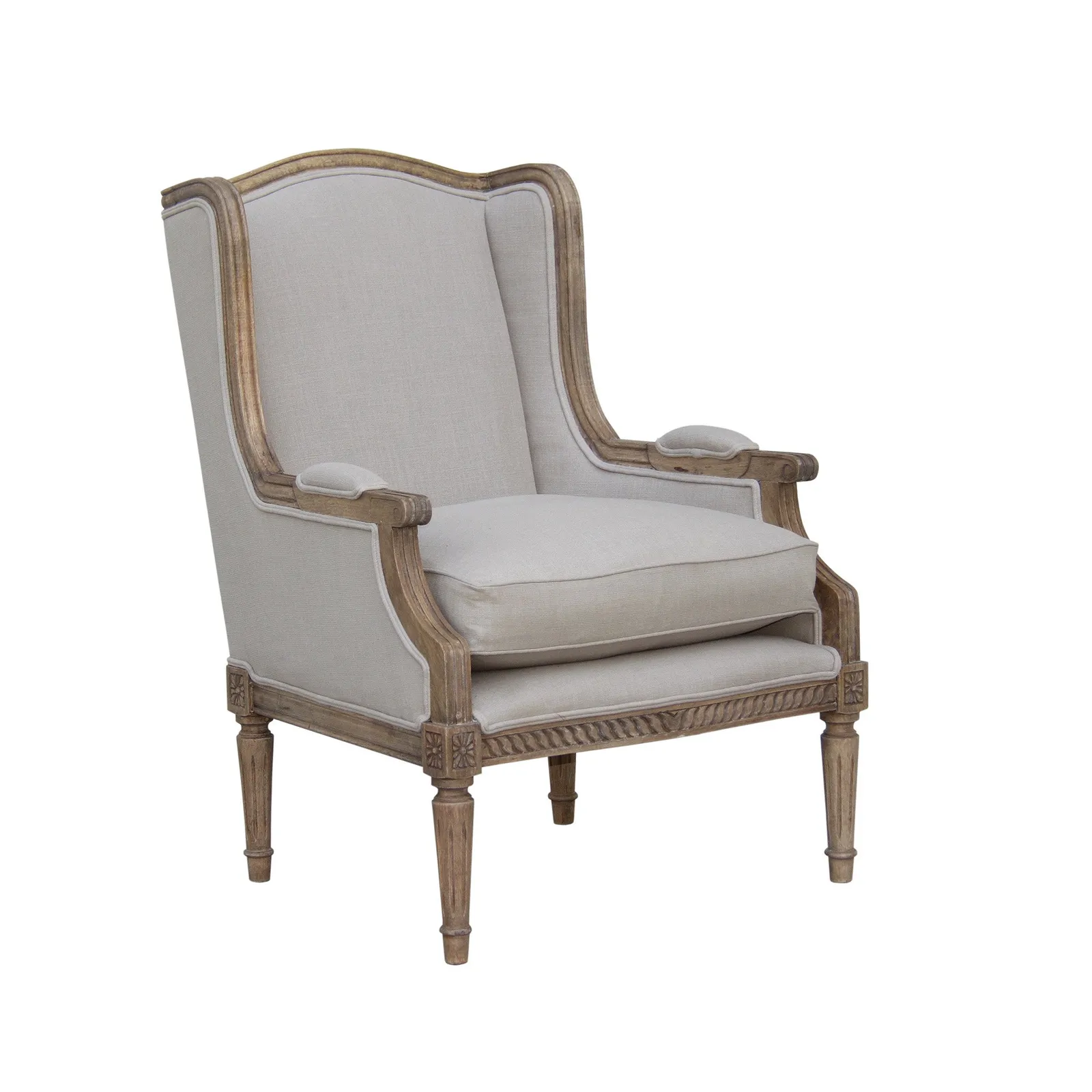 Celine Linen Wingback Chair - Natural Natural