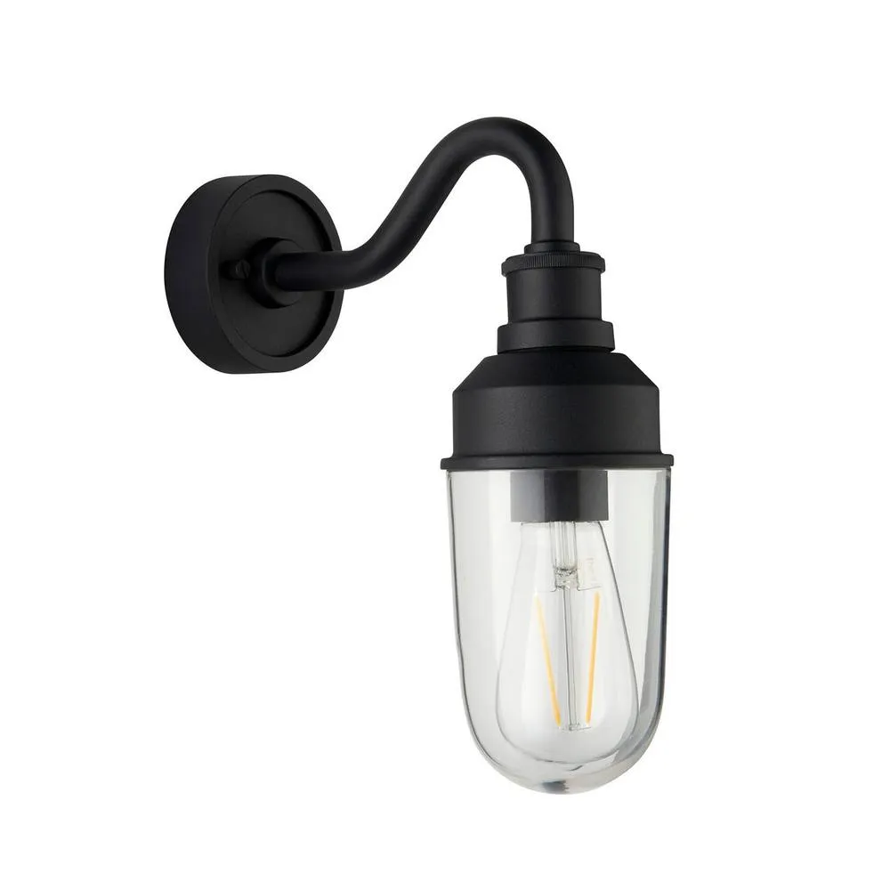 Netlighting Monza Outdoor Wall Lantern Matt Black Clear Glass 6