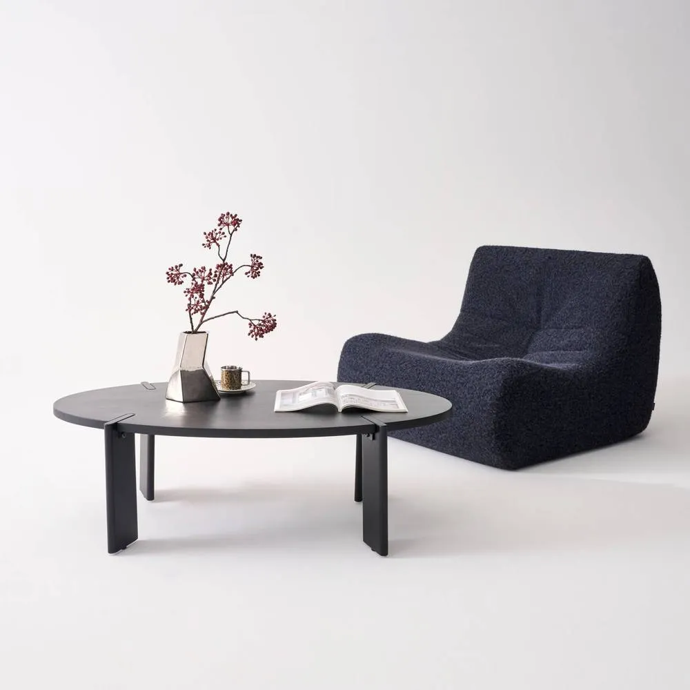 sweeek Solid mango wood oval coffee table in Black 3