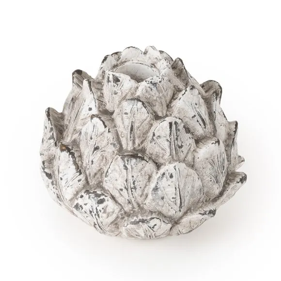 Stone Effect Artichoke Candlestick Holder 2