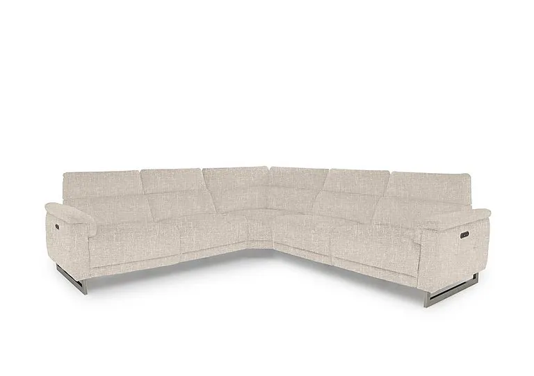 Moet Large Fabric Power Recliner Corner Sofa with Telescopic Headrests - Anivia Nature