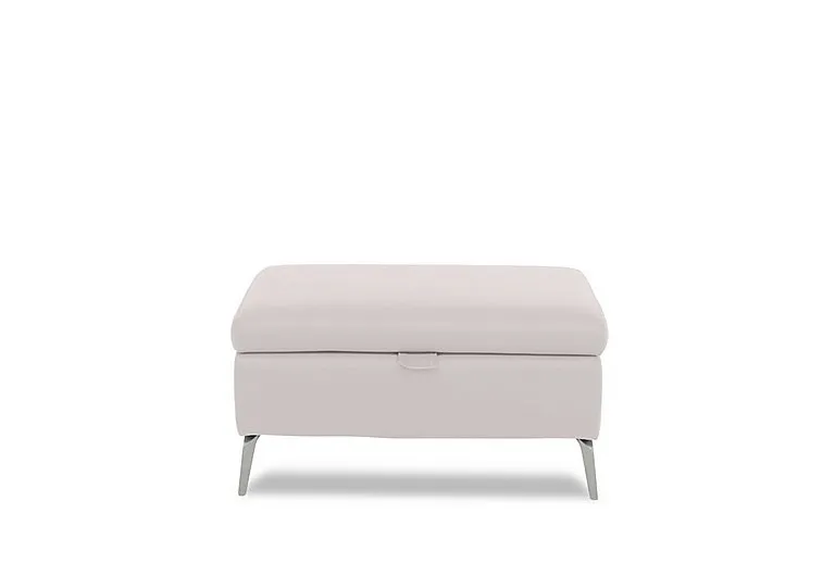 Daytona Leather Storage Footstool - Cotton