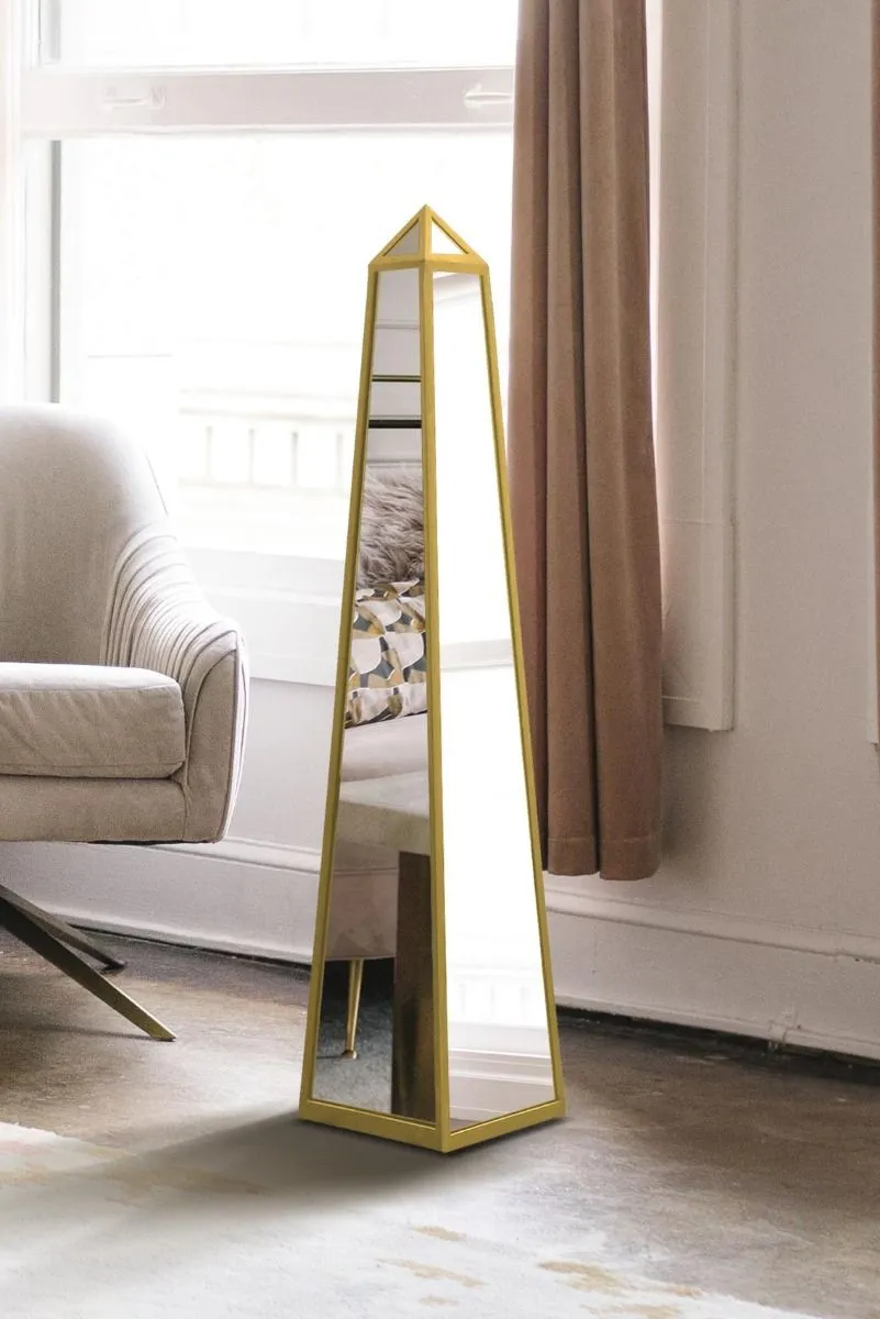 MirrorOutlet Gold Metal Edged Mirrored Ornament (100CM X 20CM X 20CM) 2