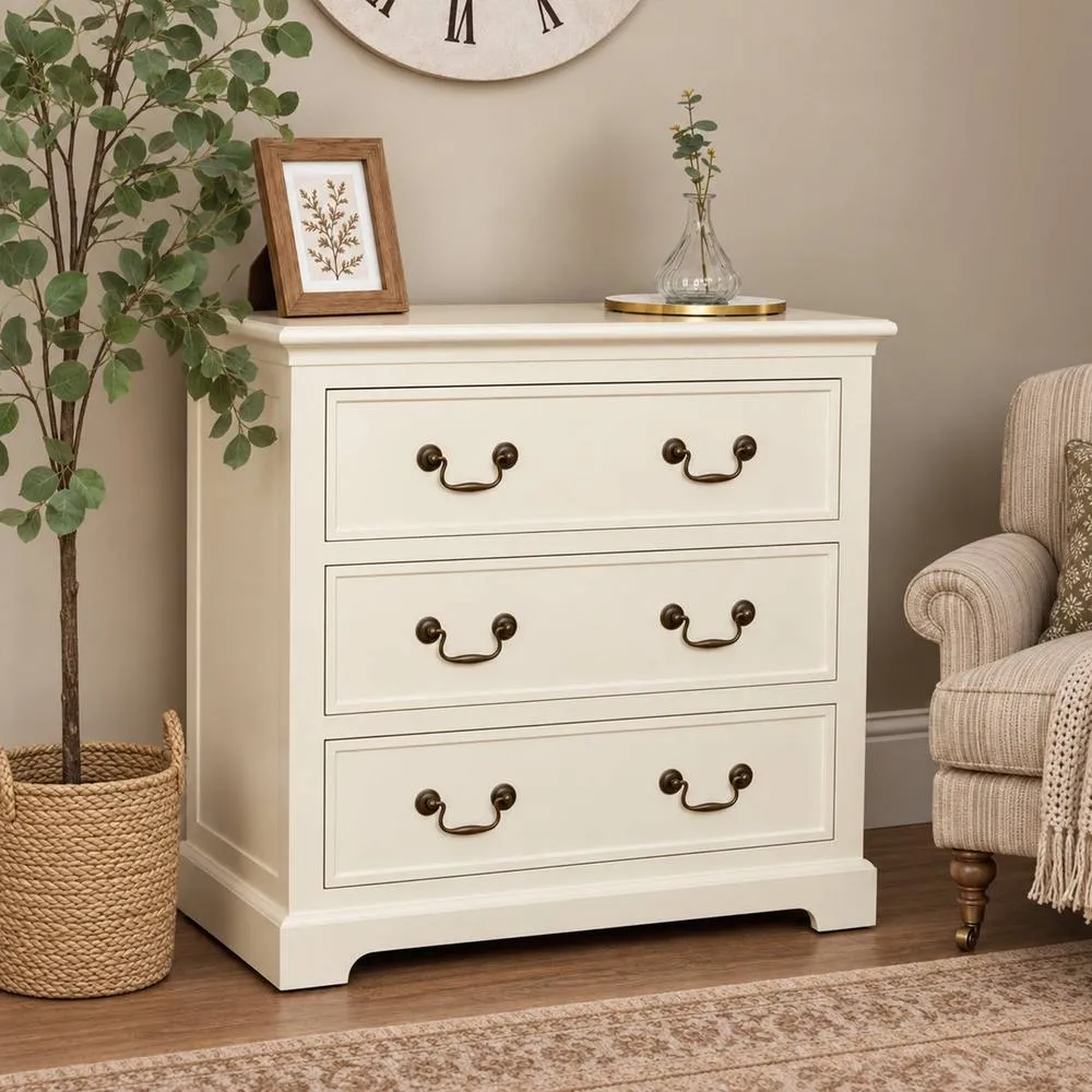 Melody Maison Ivory 3 Drawer Chest Of Drawers - Charlotte Ivory Range