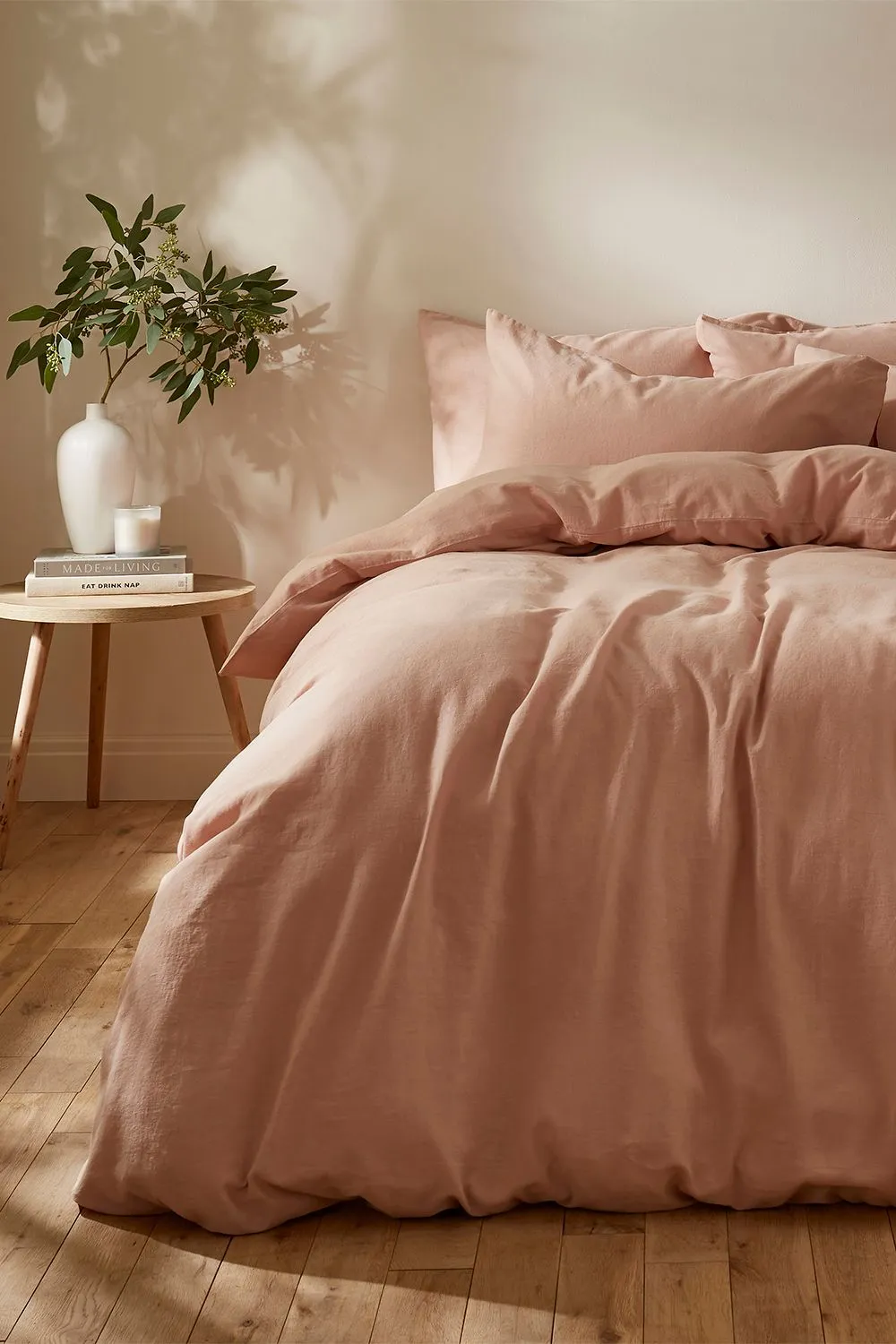 Martex Touch of Linen Duvet Cover Set (Includes 2 Pillowcases 1 For Single) in Pale Pink