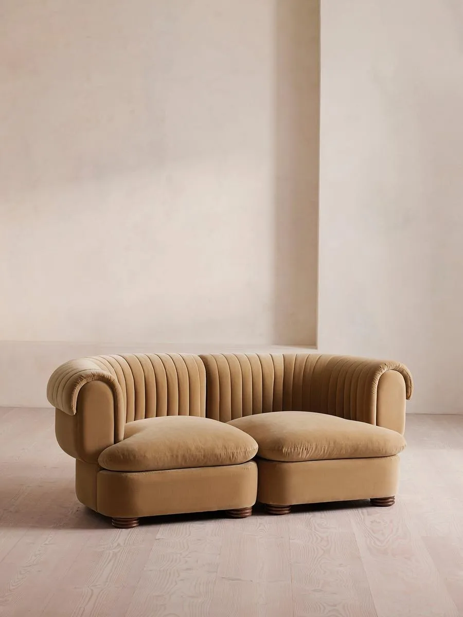 Rava Modular Sofa, Three Seater, Velvet, Camel