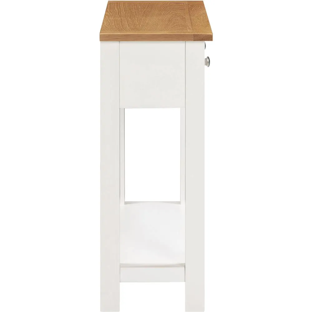 Seconique Cambridge 2 Drawer Console Table - Linen/Oak (Part assembled) in White 6