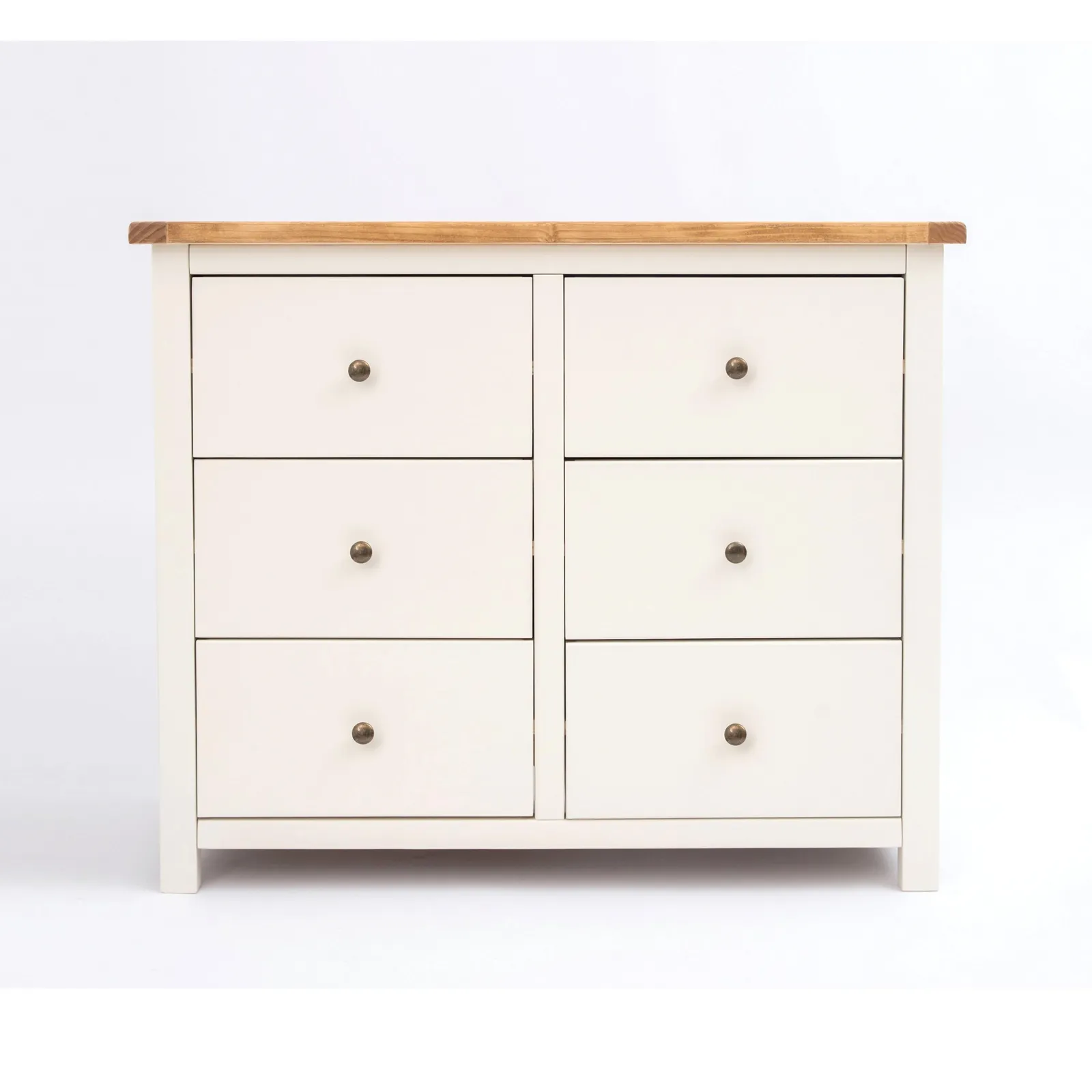 Cabinet Bits Maggiori 6 Drawer Chest of Drawers Brass Knob in Off-White