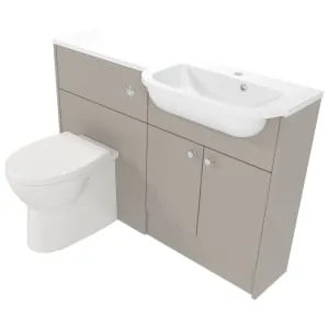 Deccado Benham Soft Suede Right Hand 1200mm Slimline Fitted Vanity & Toilet Pan Unit Combination with Right Hand Basin