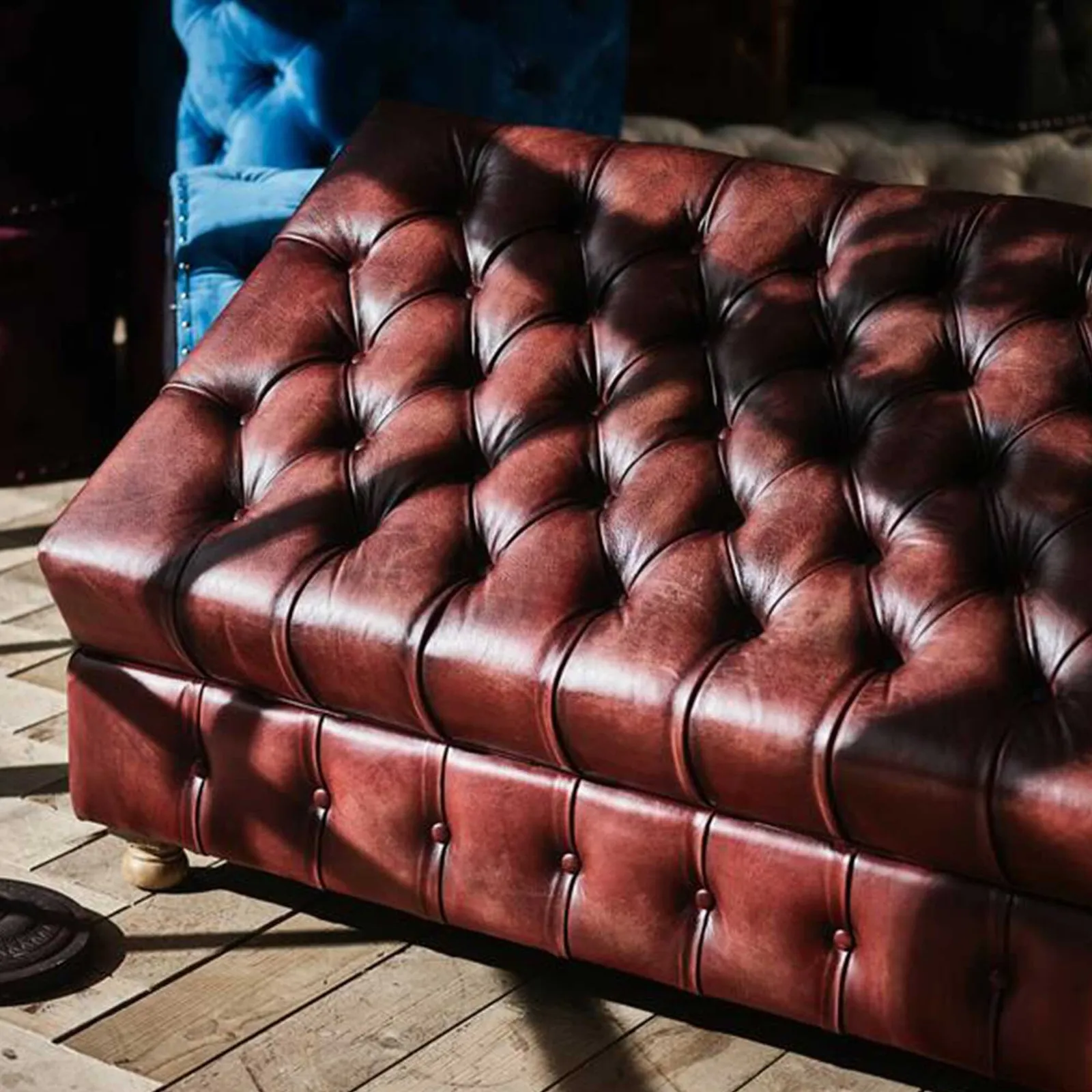 Timothy Oulton Westminster Button Medium Store Footstool, Red Leather | Barker & Stonehouse 2