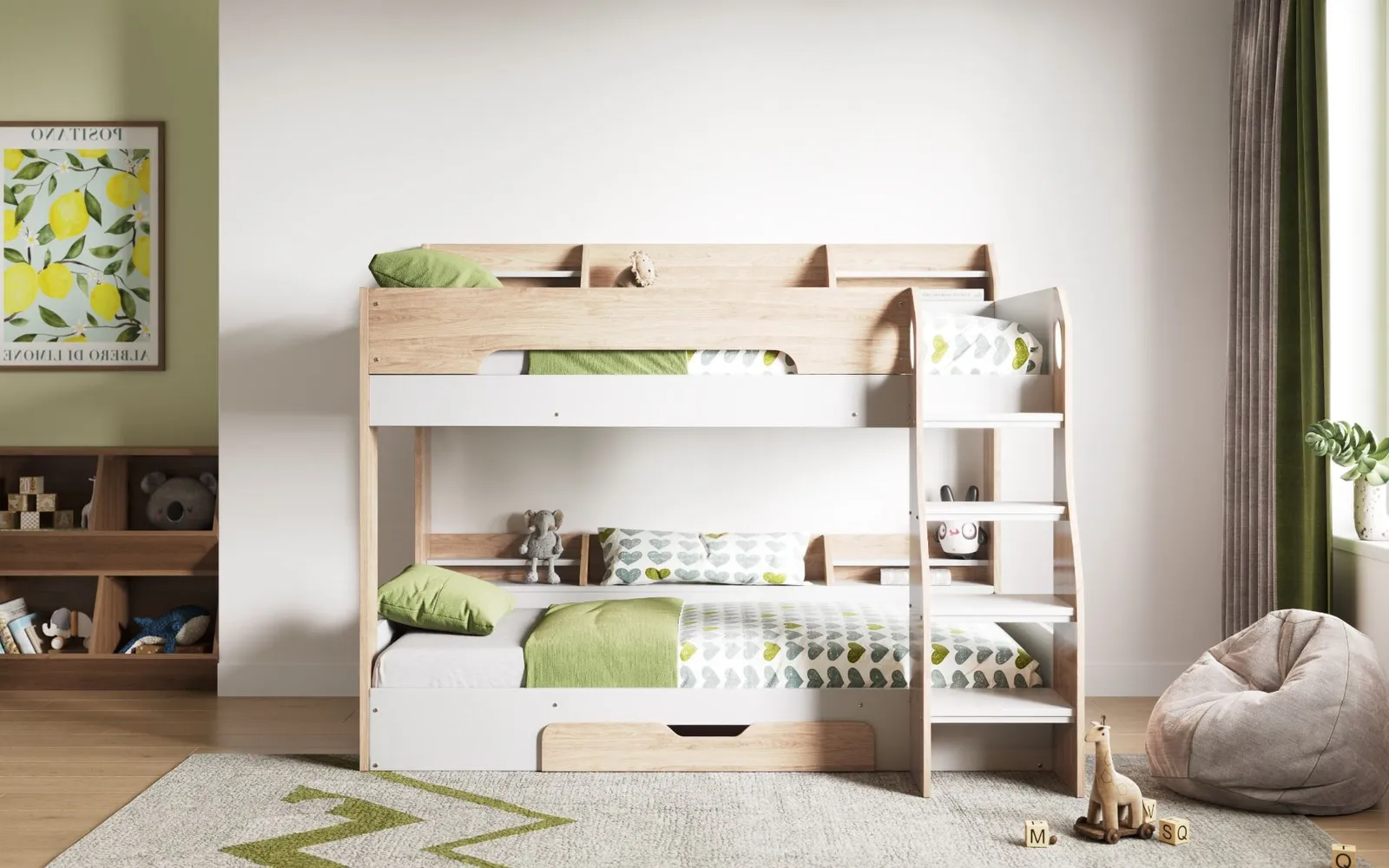 Flair Flick Bunk Bed with Storage in Light Oak 2