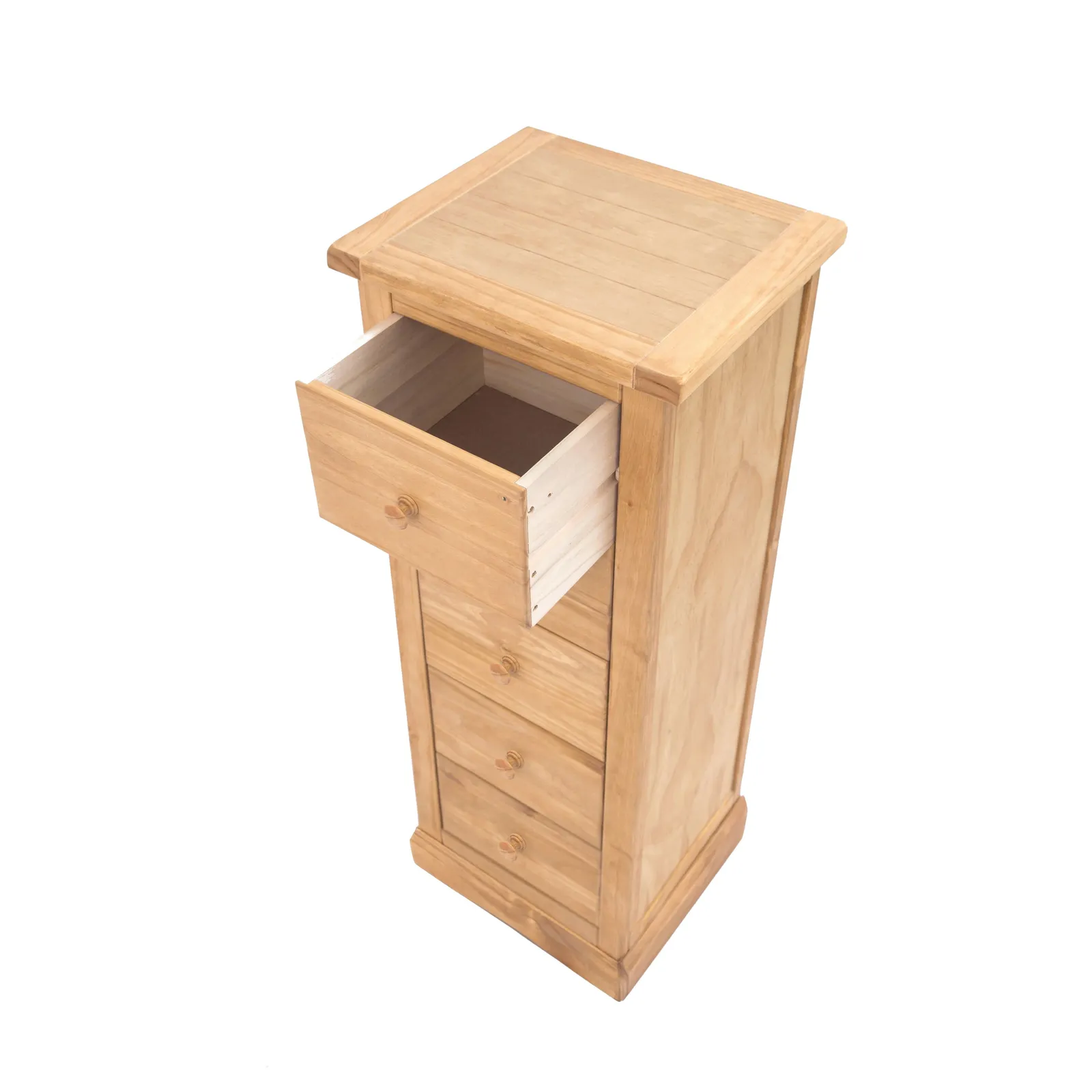 Cabinet Bits Lucca 5 Drawer Narrow Chest of Drawers Wood Knob in Light Brown 4