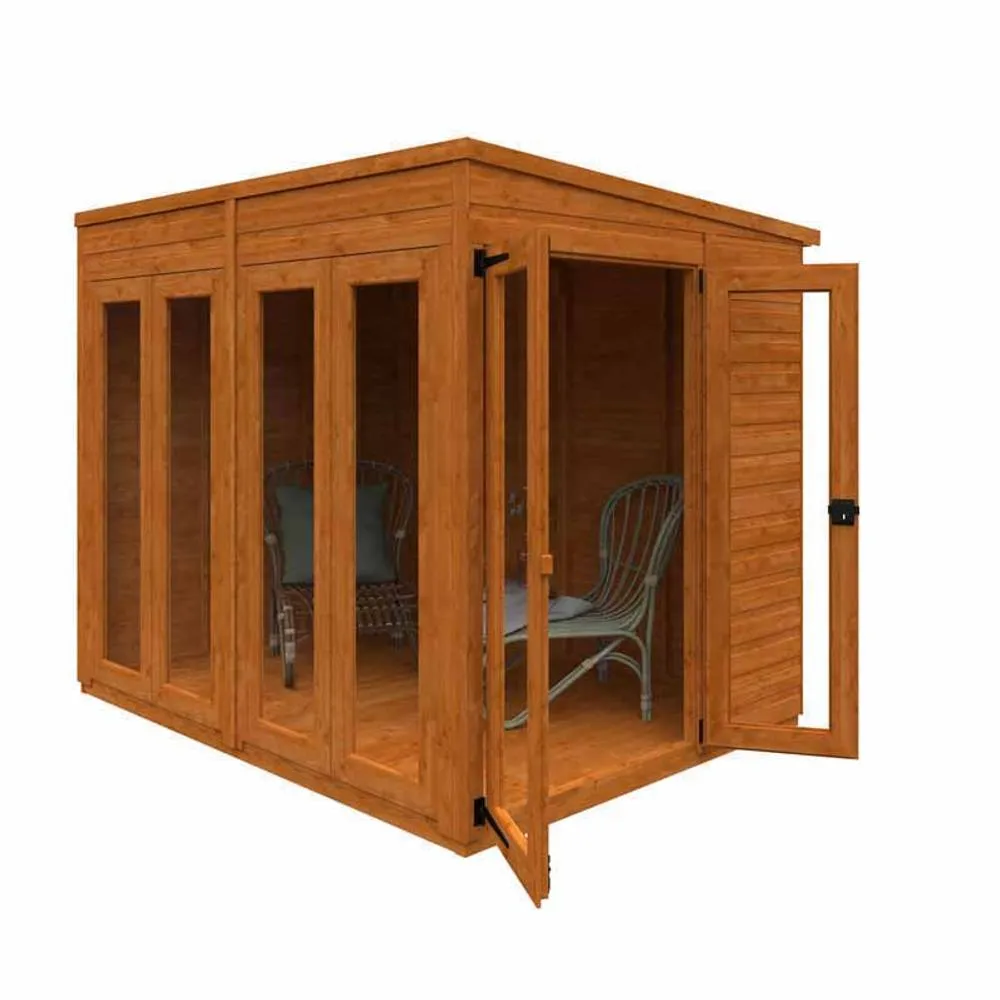 Buttercup Farm 8x6 Flex Pent Full Pane Summerhouse 12mm Flex - L238.8xW175xH203 cm in Burnt Orange 2