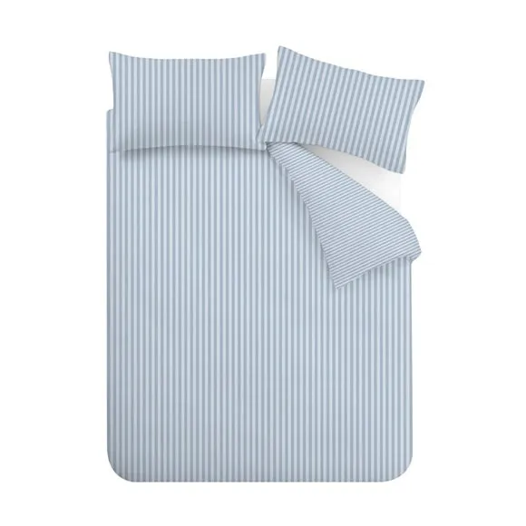Catherine Lansfield Epping Textured Stripe Reversible Polycotton Duvet Cover & Pillowcase Set 6