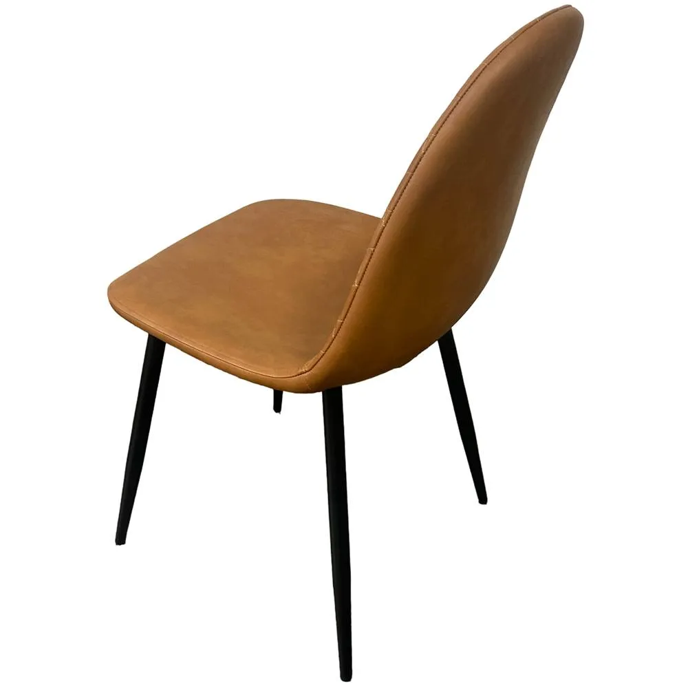 IH Design Corona Leather Steel Legs Dining Chairs (Set of 4) in Tan 5