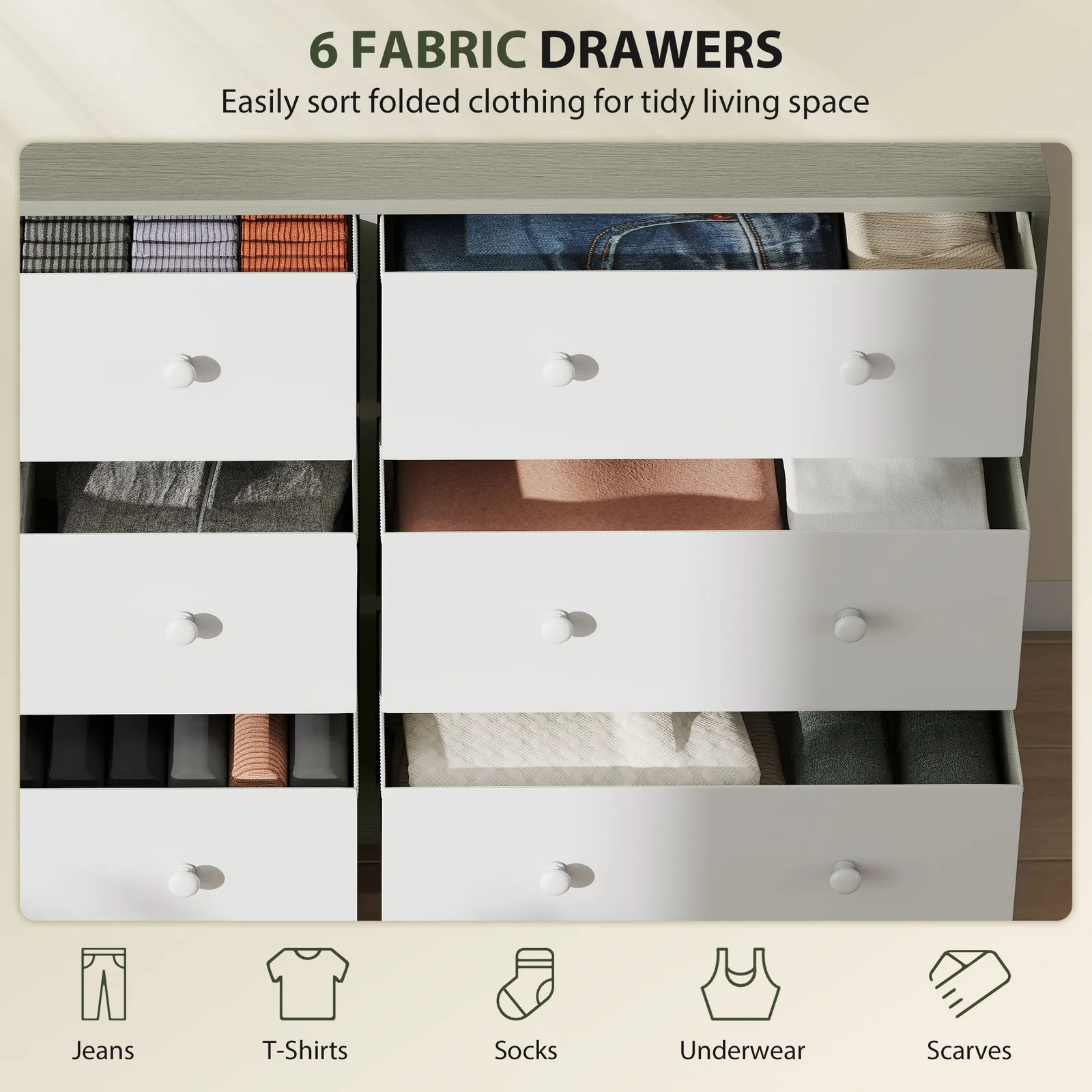 HOMCOM Chest of Drawers, Drawer Dresser for Bedroom in White 4