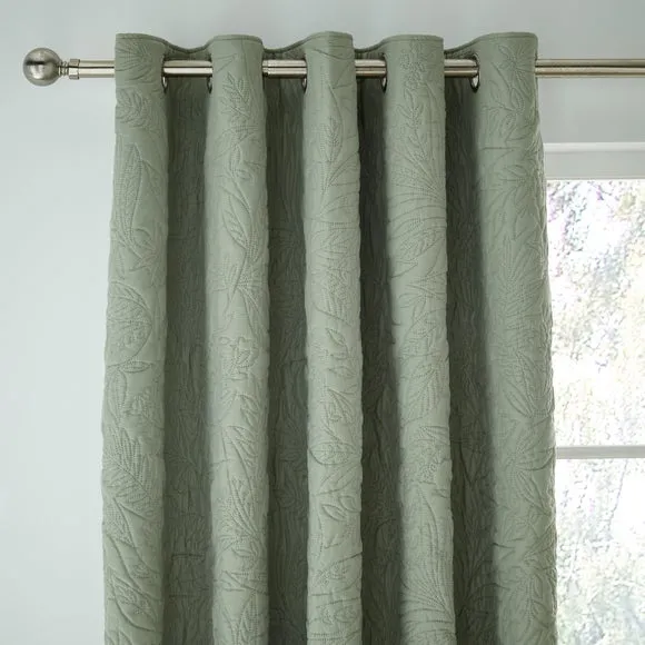 Filey Leaf Blackout Eyelet Curtains 1