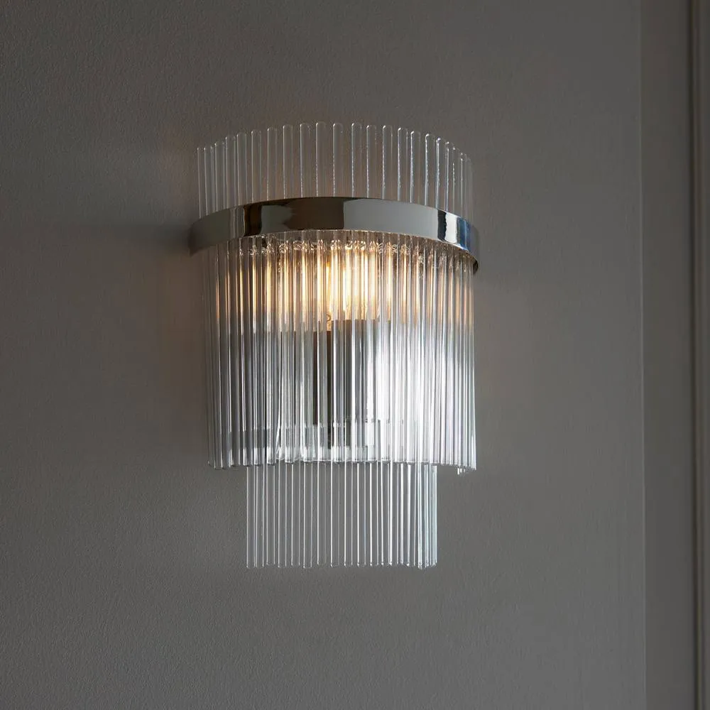 Netlighting Marietta Glass Shade Wall Lamp Bright Nickel in Silver 2
