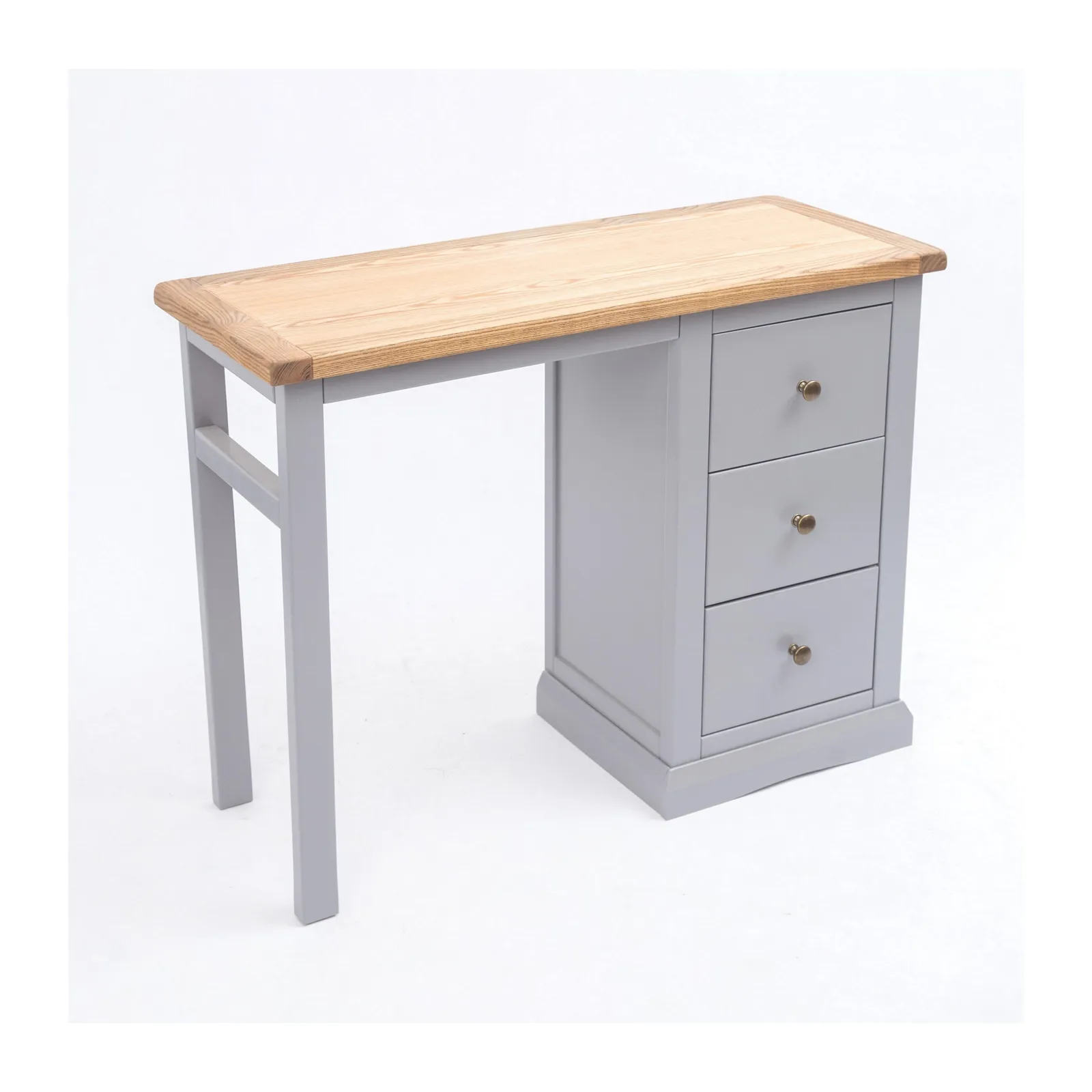 Cabinet Bits Rocca 3 Drawer Desk - Dressing Table Brass Knob in Grey 3