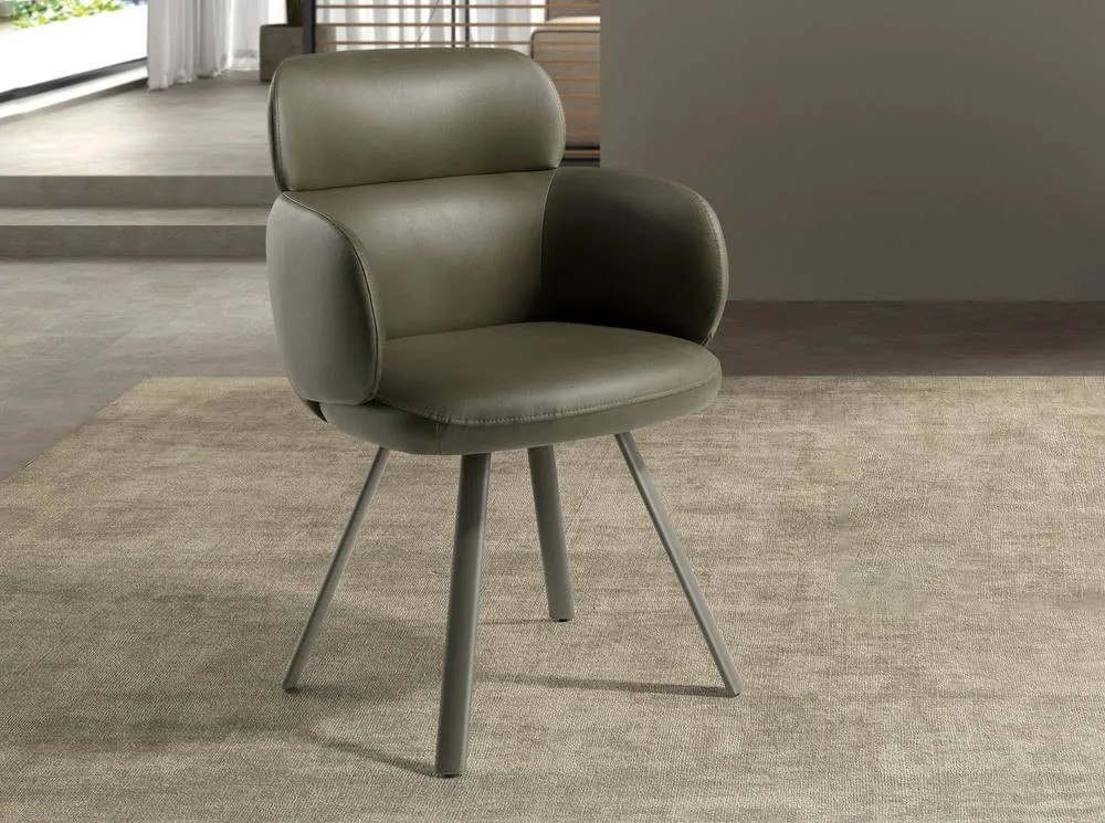 Angel Cerda Swivel Dining Chair in Leatherette in Green 3
