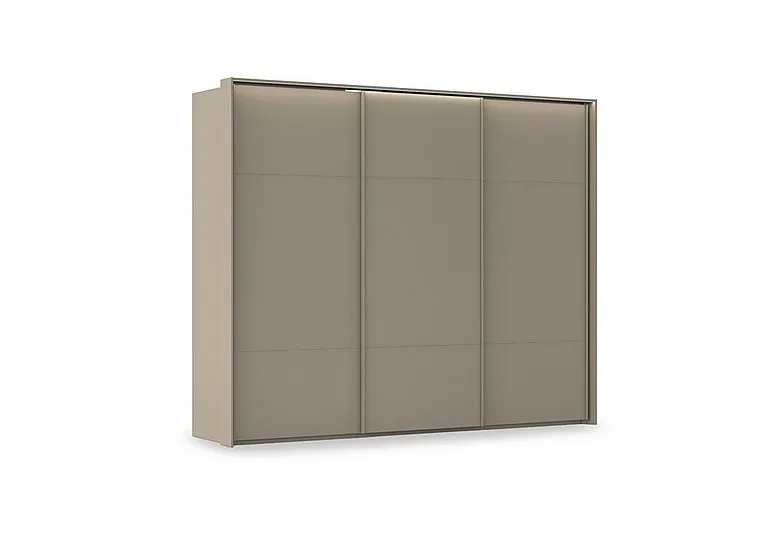 Haven 280cm 3 Door Slider Wardrobe with Décor Doors and Lights