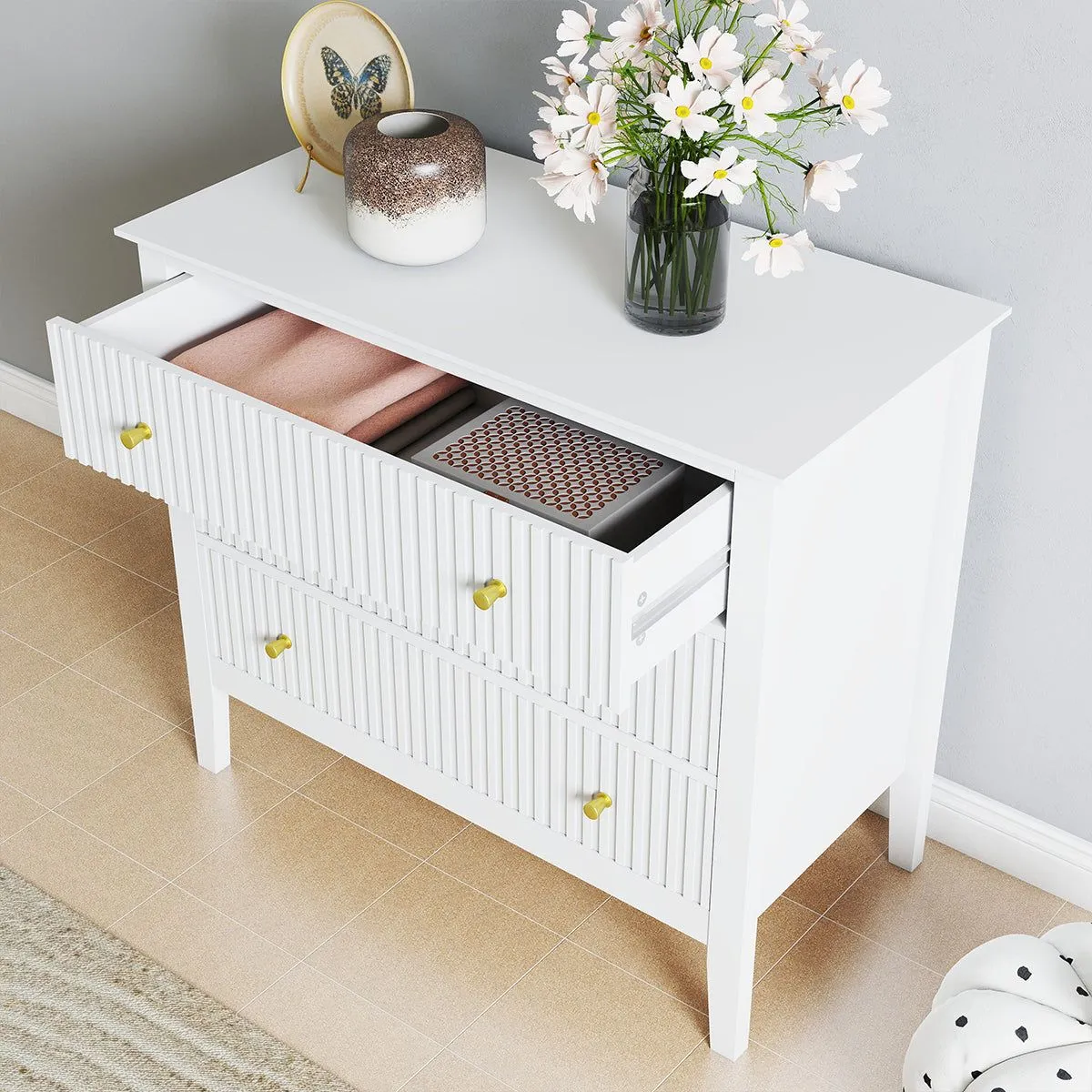 Melody Maison 3 Drawer Chest Of Drawers - Hales White Range 6
