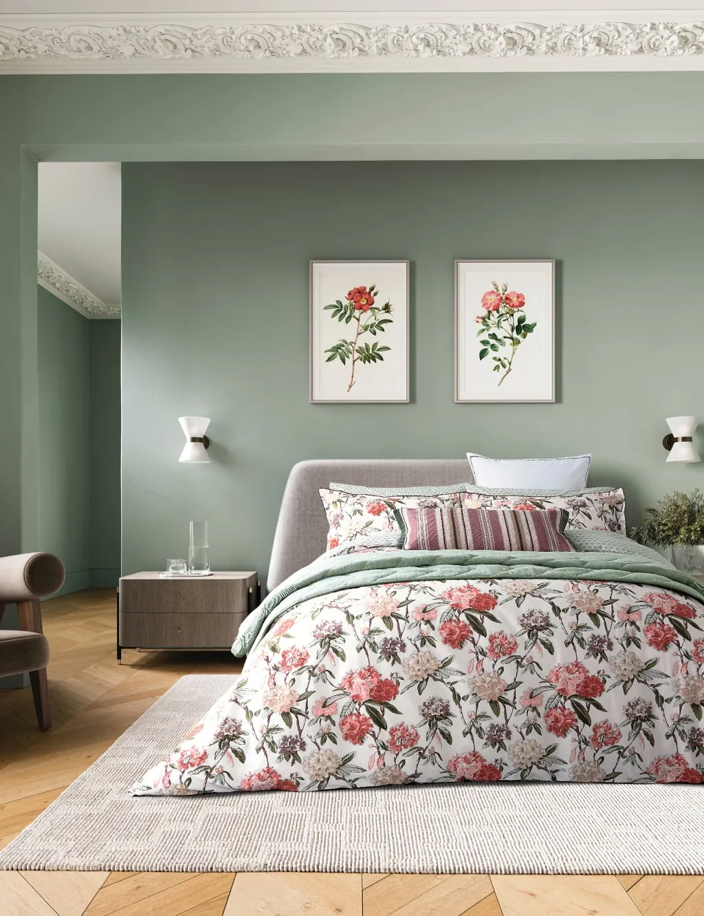 Bedeck of Belfast Pure Cotton Elswyth Bedding Set Red Mix