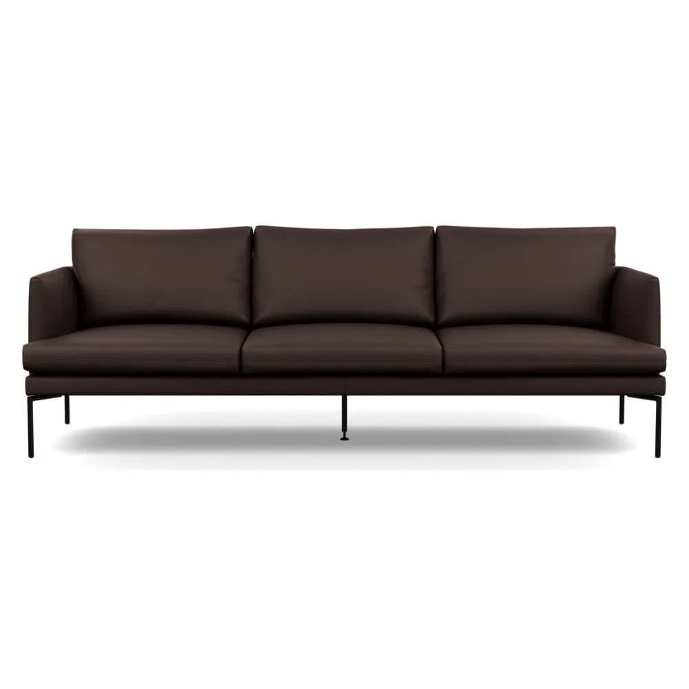 Heal's Matera 4 Seater Sofa Leather Grain Chocolate 066 Black Feet 1