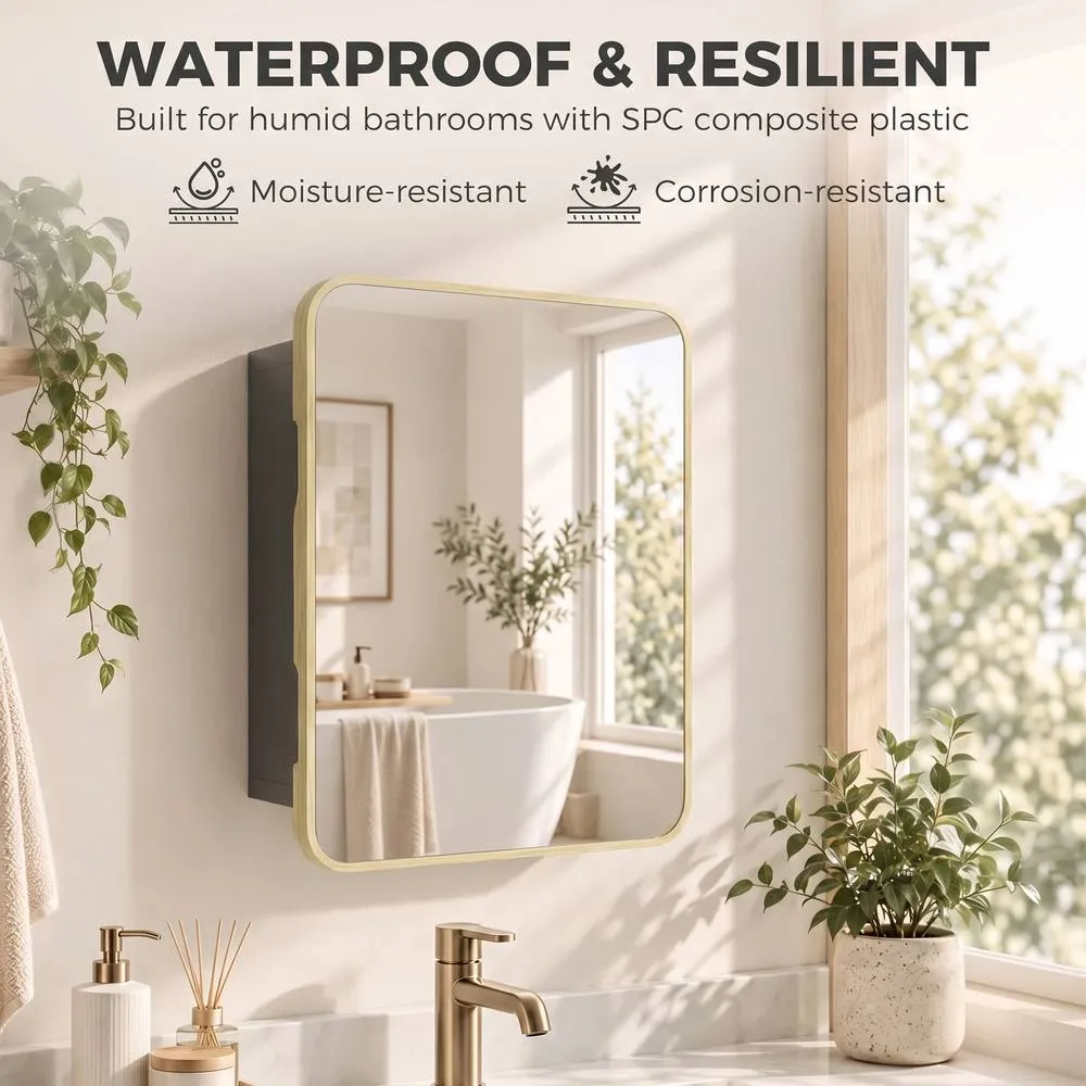 HOMCOM Bathroom Medicine Mirror Cabinet, Bathroom Wall Cabinet in Natural 5