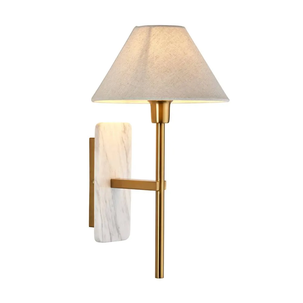 Netlighting Faro Wall Lamp Shade White & Vintage Brass Linen E14