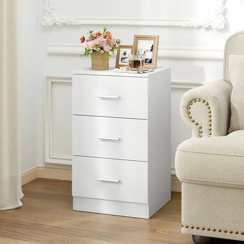 Costway Modern Bedside Table Nightstand End Table Storage Organizer in White 4
