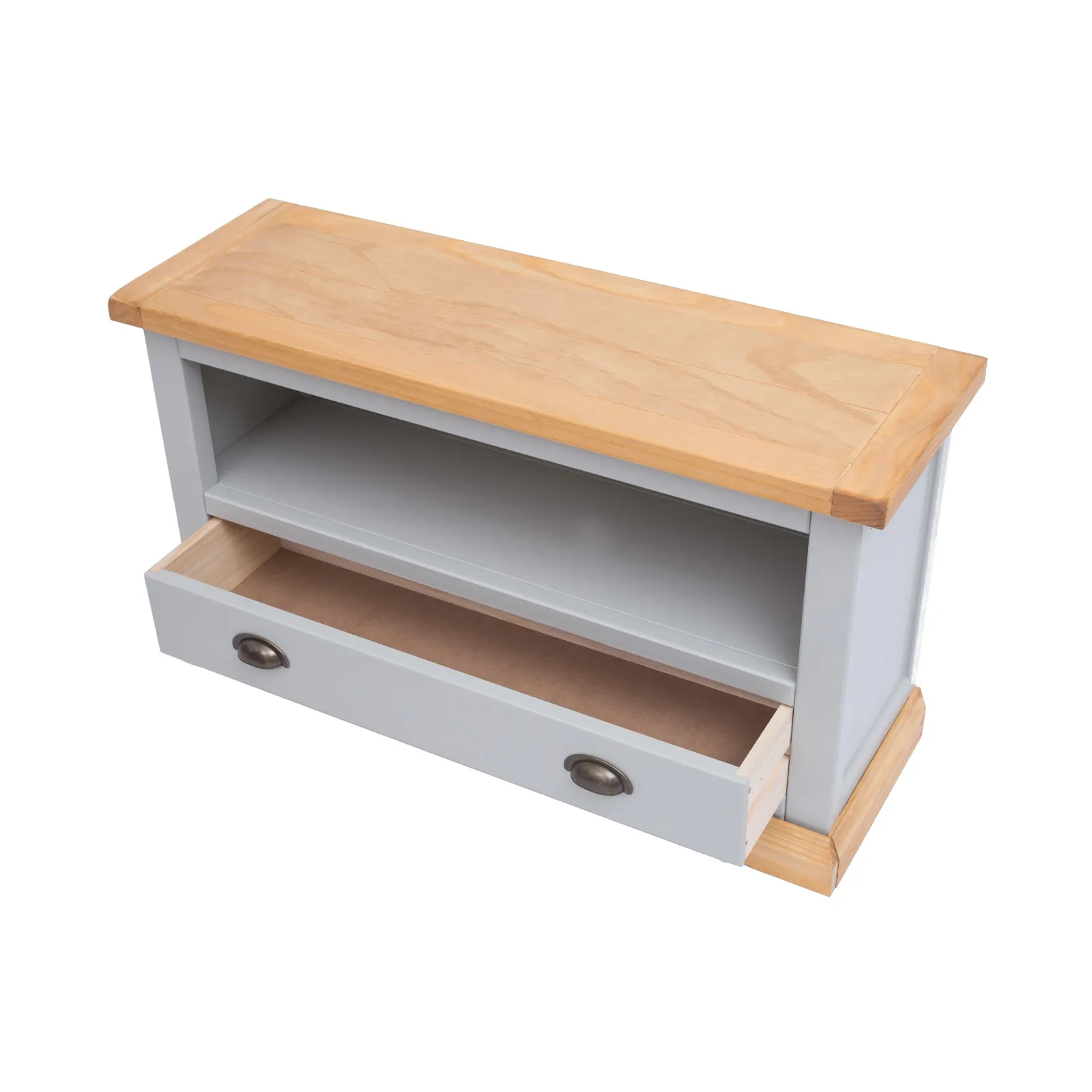 Cabinet Bits Bomporto Light Grey 1 Drawer TV Cabinet Brass Cup Handle 4