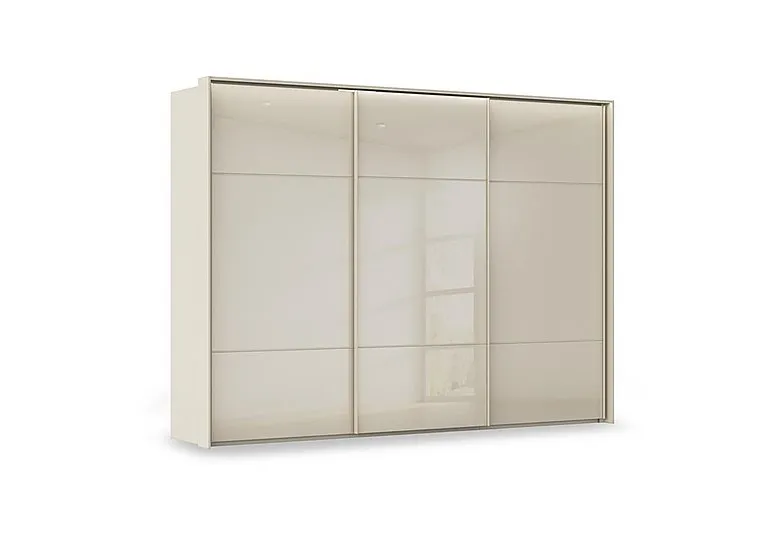 Haven 310cm 3 Door Slider Wardrobe with Glass Doors and Lights