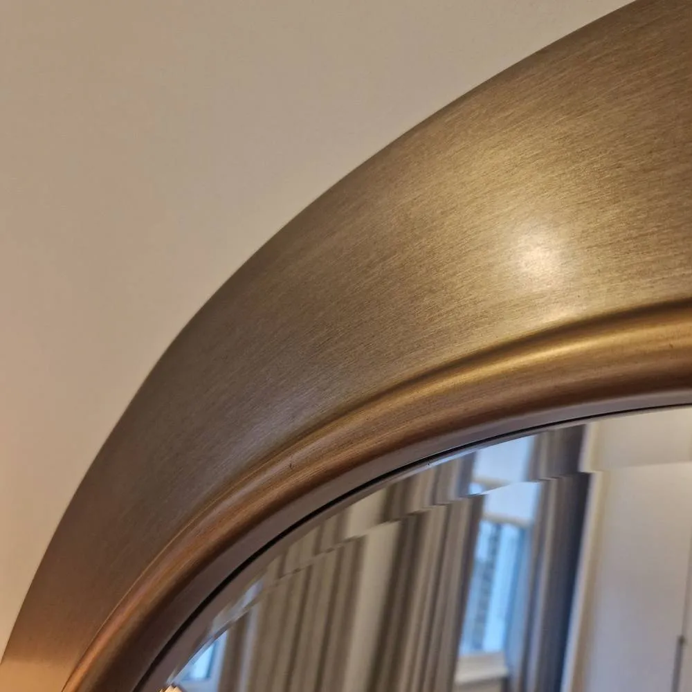 Yearn Mirrors Ava Pewter Round Bevelled Mirror Gold Trim in Metallic Gold 5
