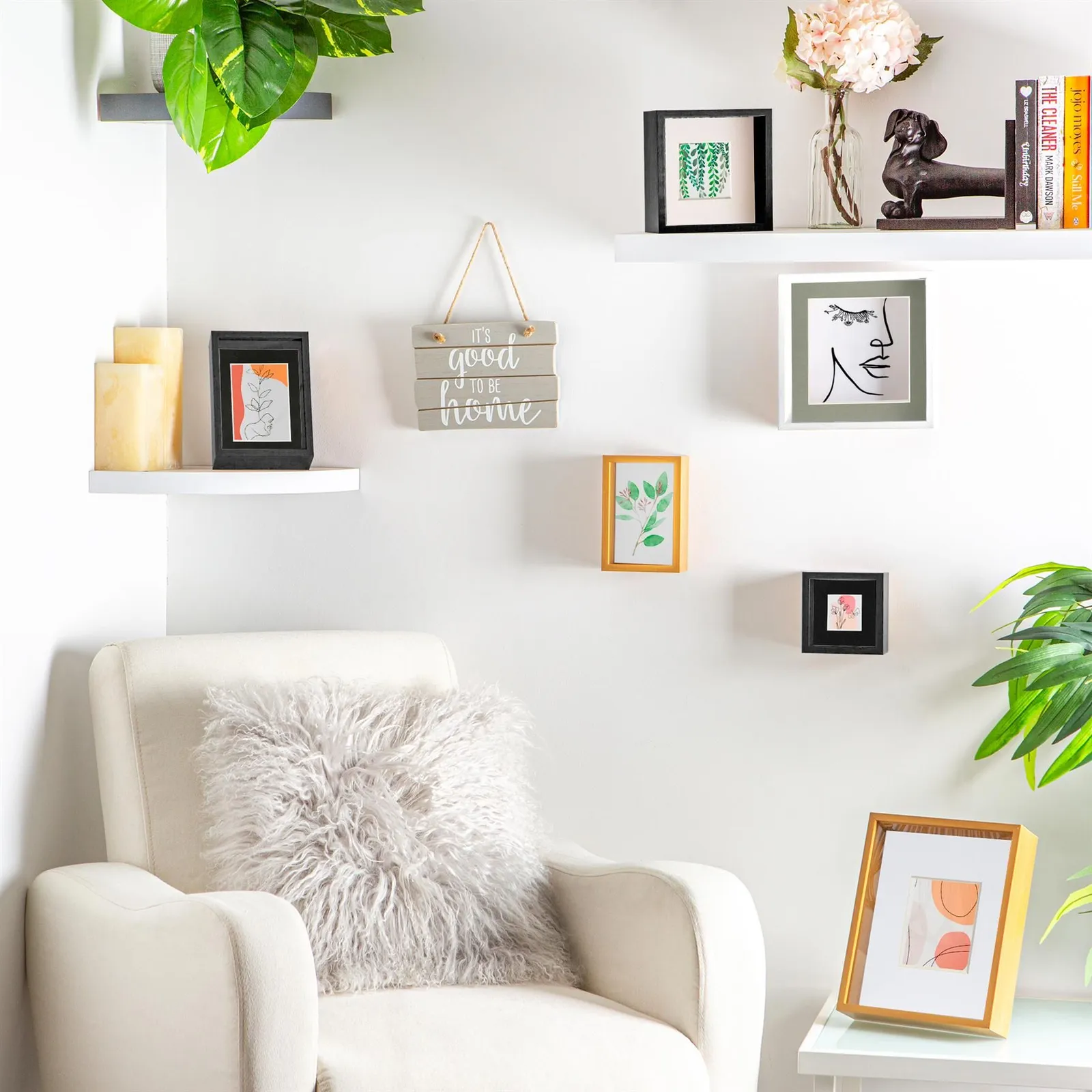 Nicola Spring 5" x 7" 3D Deep Box Photo Frame - 4" x 6" Mount - Black in White 6