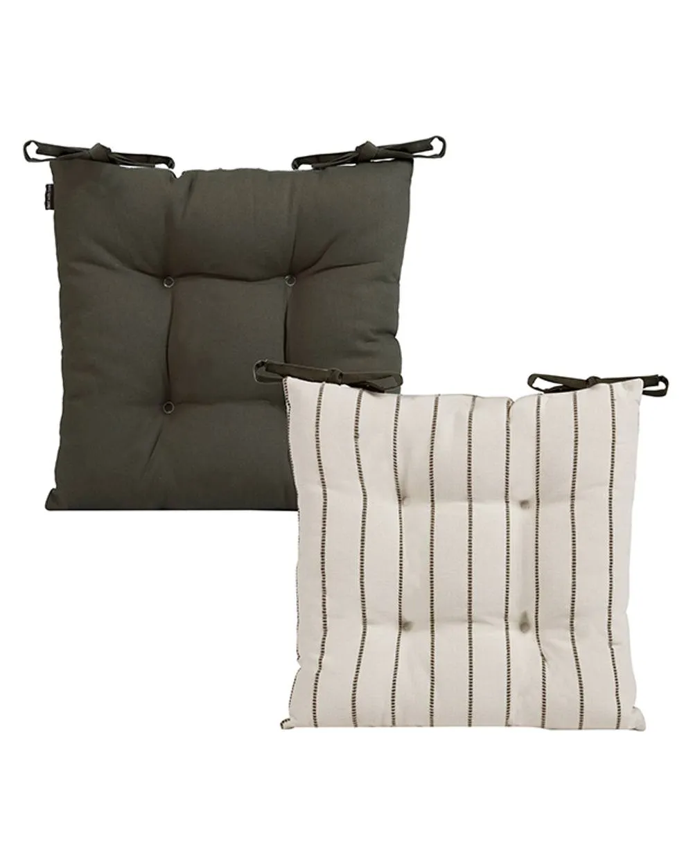 Dibor Set of 4 Colbrook Cotton Stripe Indoor Outdoor Garden Furniture Chair Sofa Seat Pads L40cm x W40cm in Brown 3
