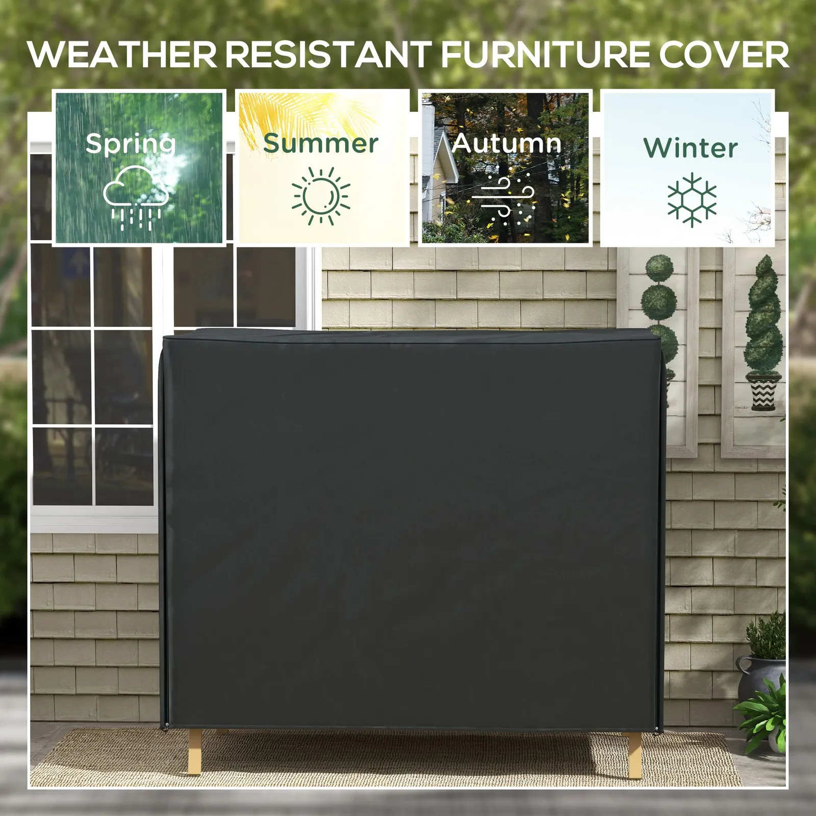 OUTSUNNY 3 Seater Garden Swing Cover, Windproof & Anti-UV, Black 4